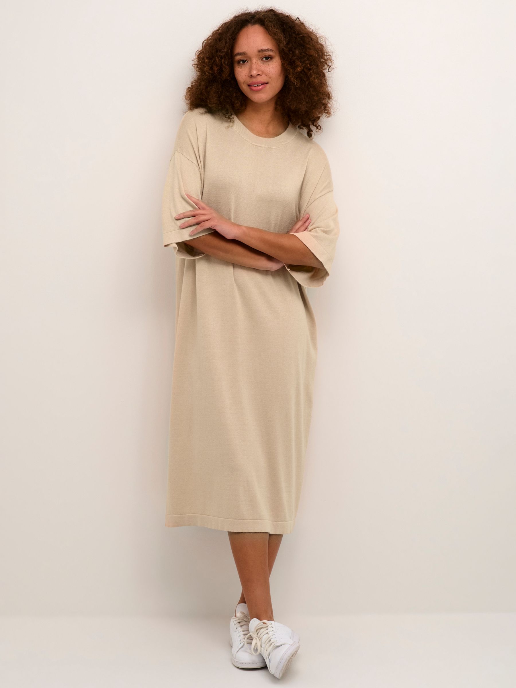 KAFFE Fenia Knit Dress, Smoke Gray at John Lewis & Partners