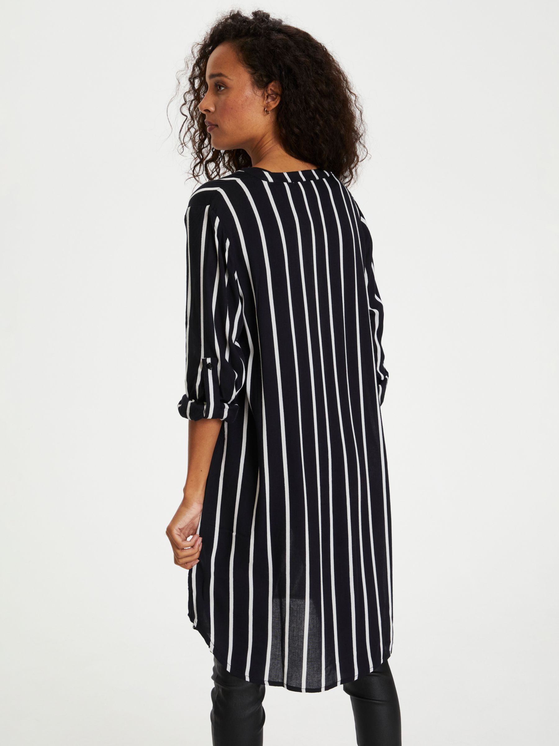 KAFFE Marana Striped Shirt Dress, Black/Chalk, 14
