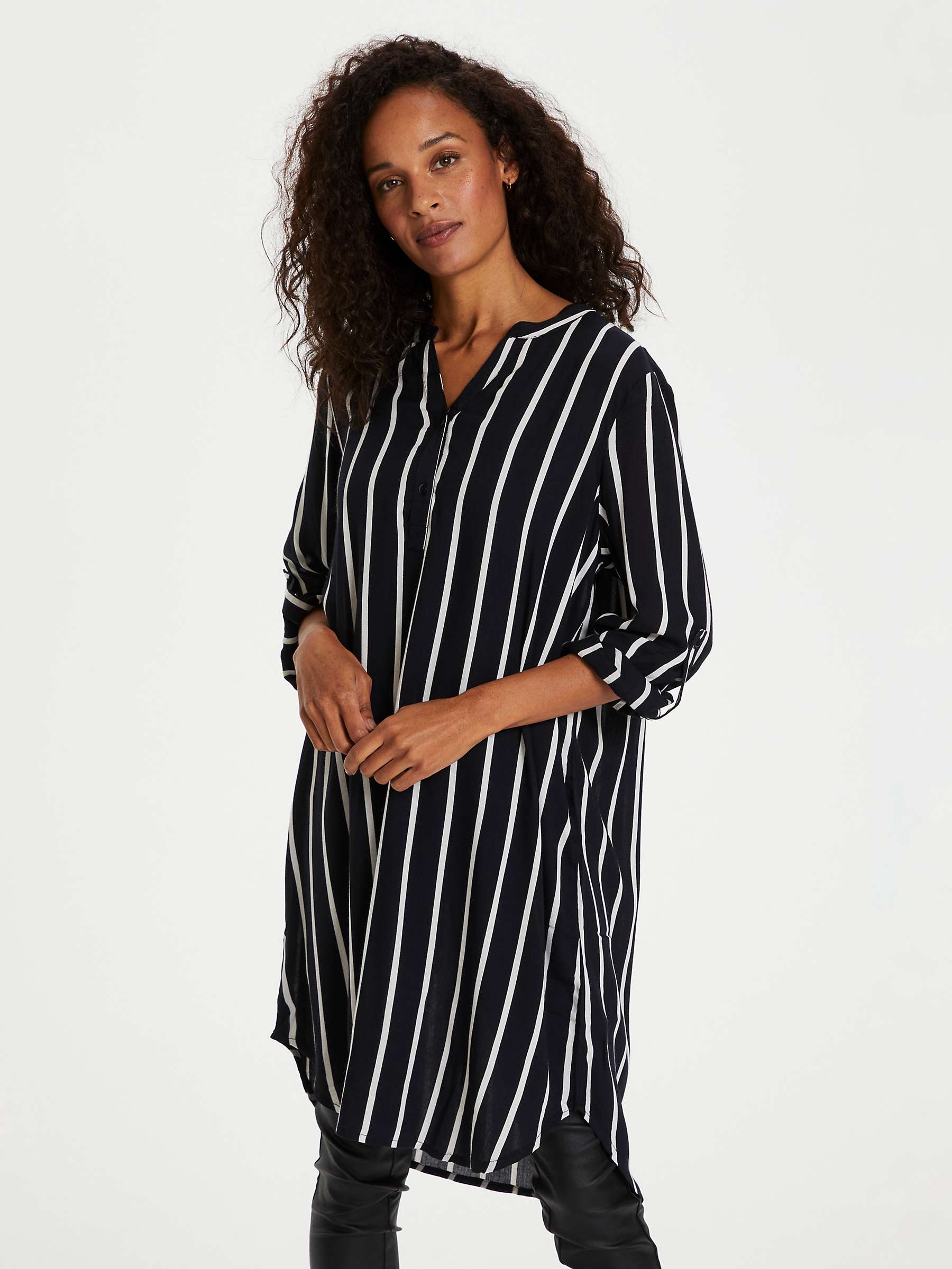 Buy KAFFE Marana Striped Shirt Dress, Black/Chalk Online at johnlewis.com