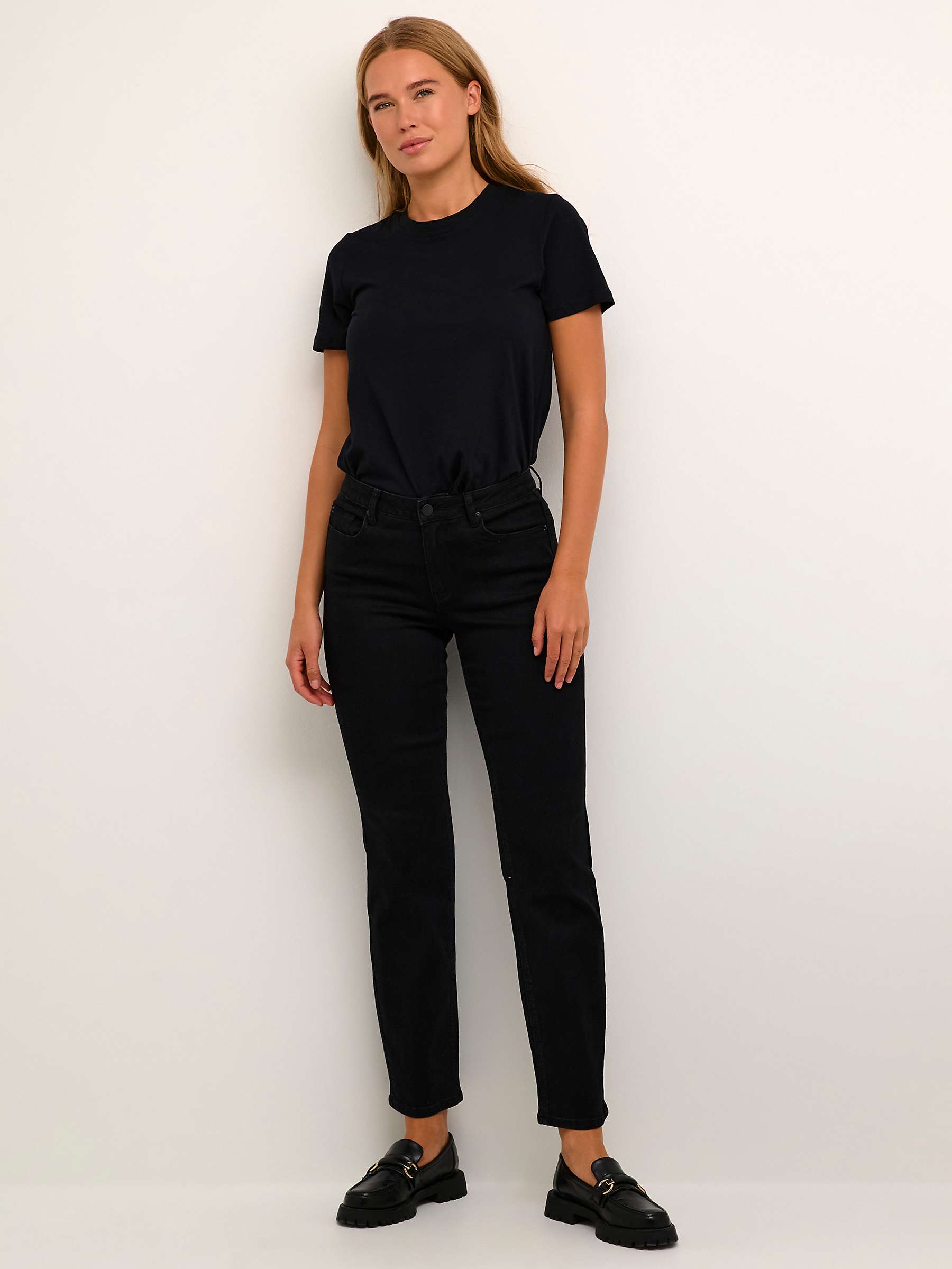 Buy KAFFE Sinem Straight Jeans, Deep Black Online at johnlewis.com