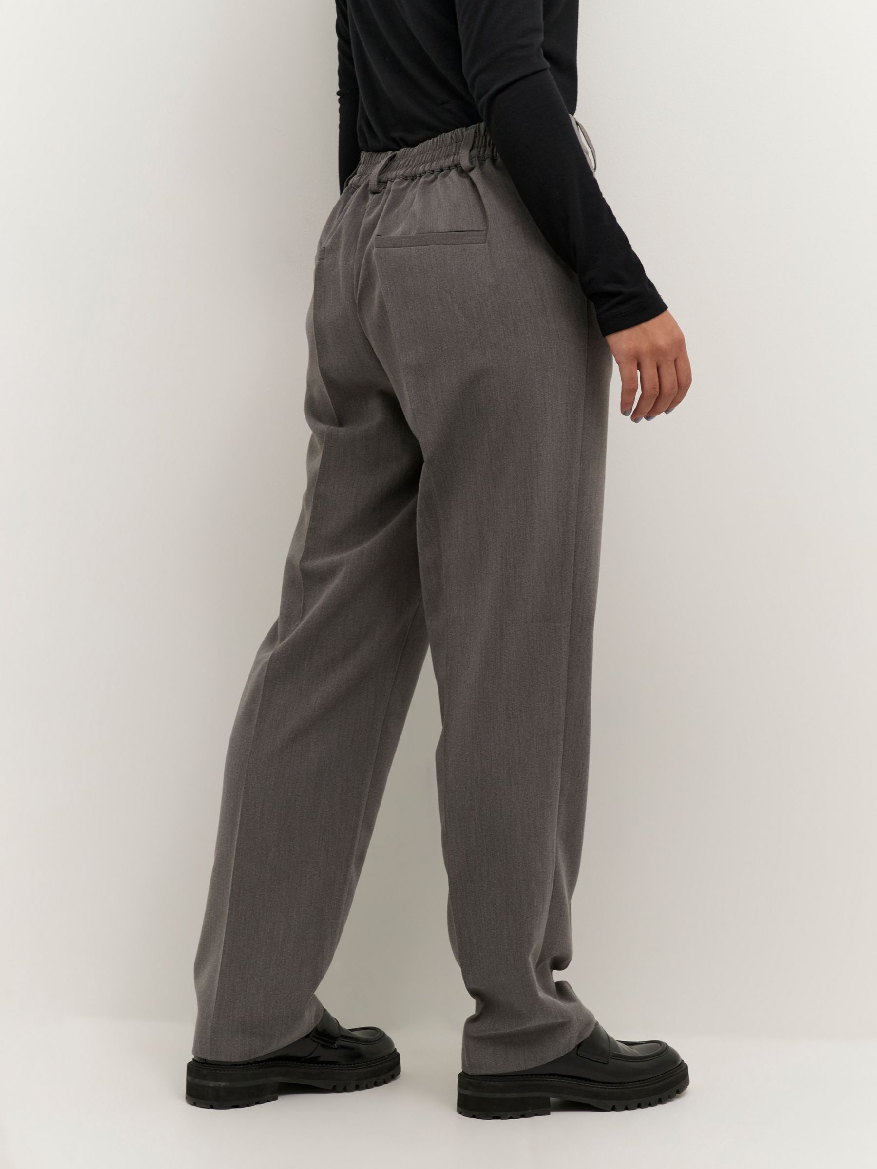 Buy KAFFE Sakura Elastic Waist Suit Trousers, Dark Grey Melange Online at johnlewis.com