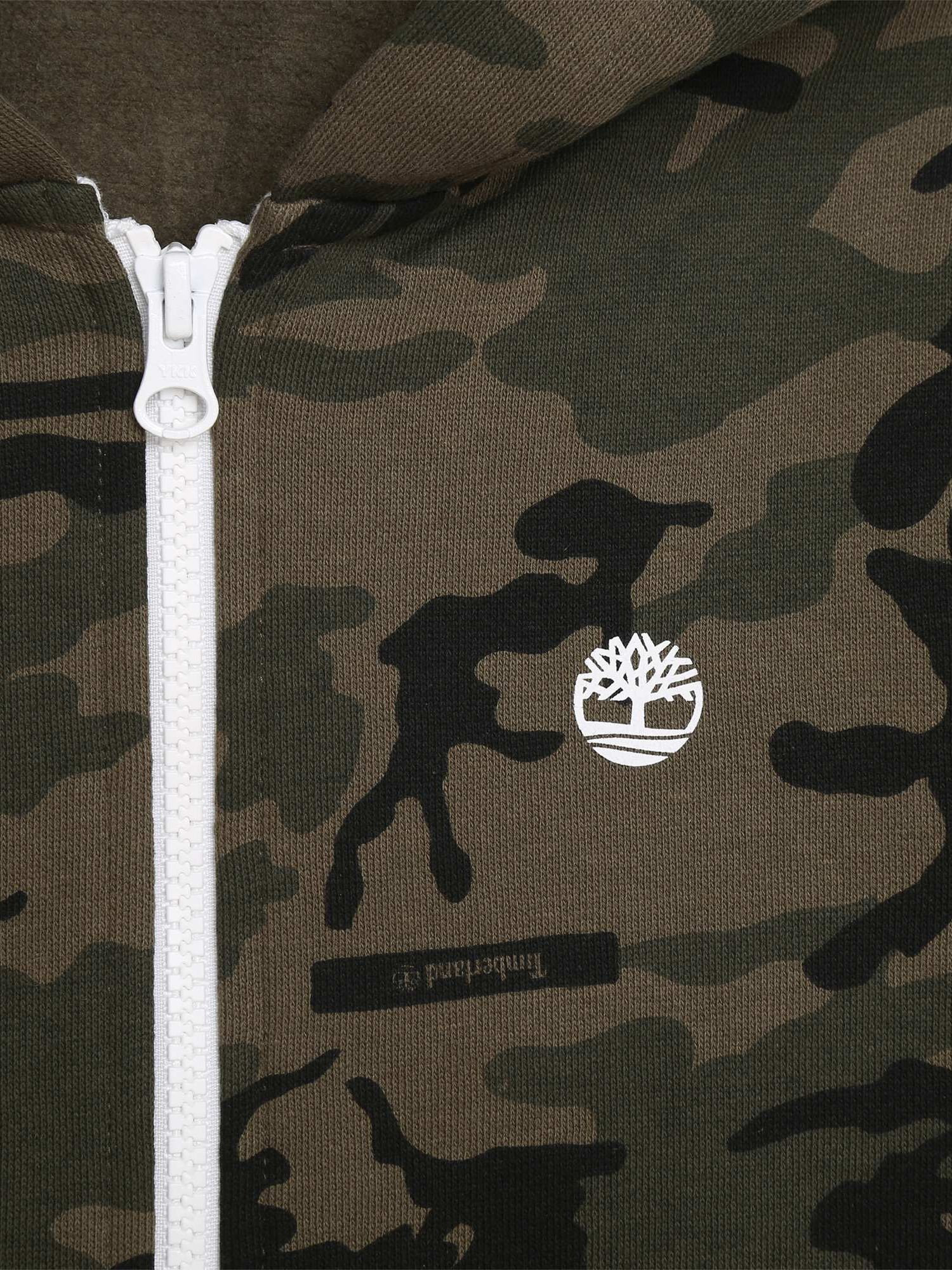 Buy Timberland Kids' Camouflage Logo Zip Through Hoodie, Green Khaki Online at johnlewis.com