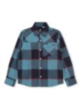 Timberland Kids' Logo Check Long Sleeve Shirt, Dark Blue