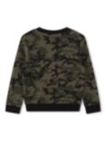 Timberland Kids' Logo Camo Colour Block Sweatshirt, Green Khaki