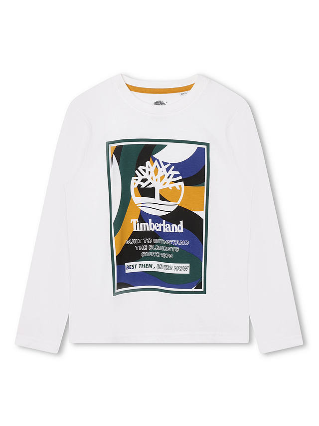 Timberland Kids' Logo Graphic Long Sleeve T-Shirt, White