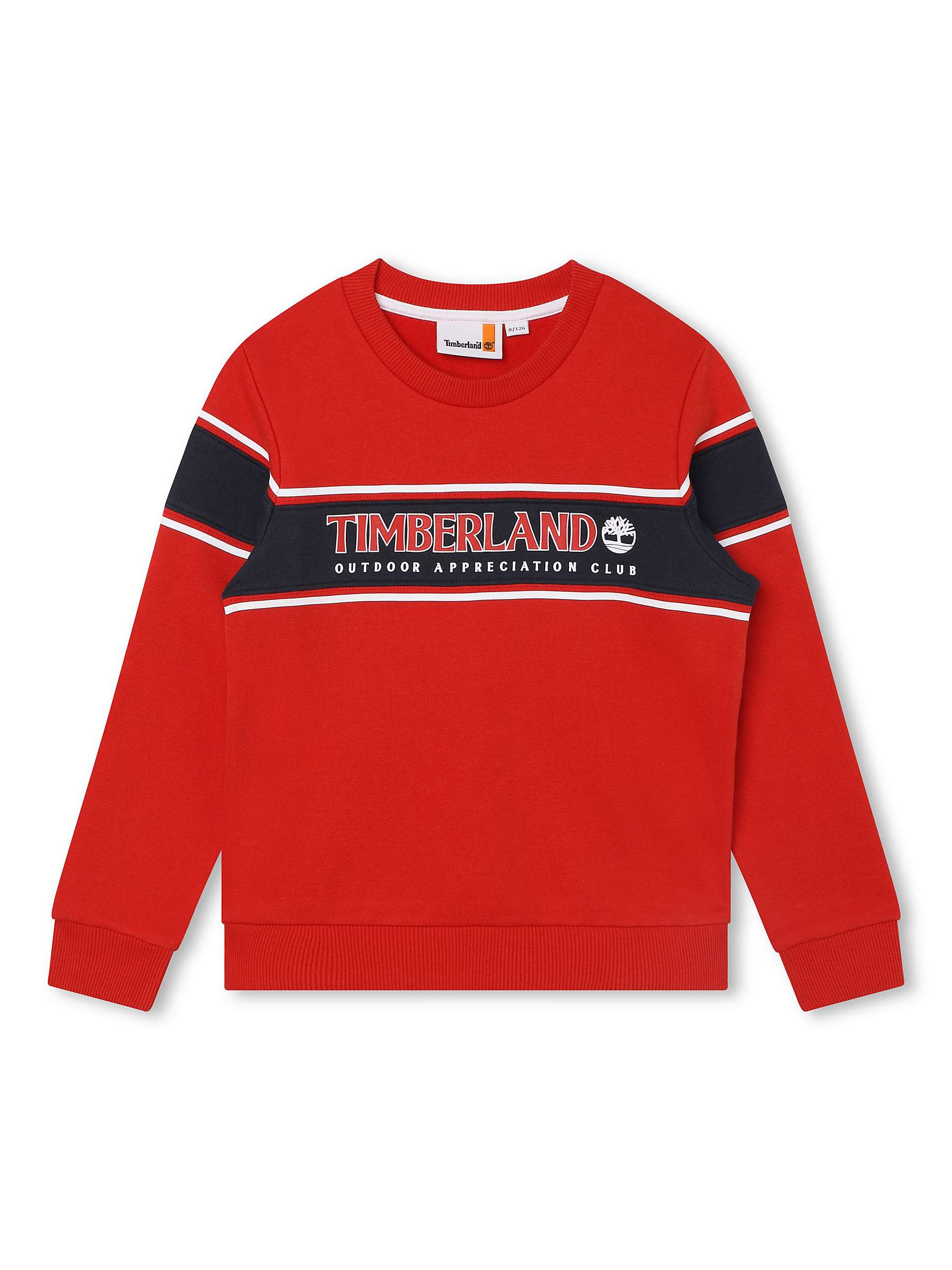 Buy Timberland Kids' Logo Colour Block Stripe Sweatshirt, Red Online at johnlewis.com