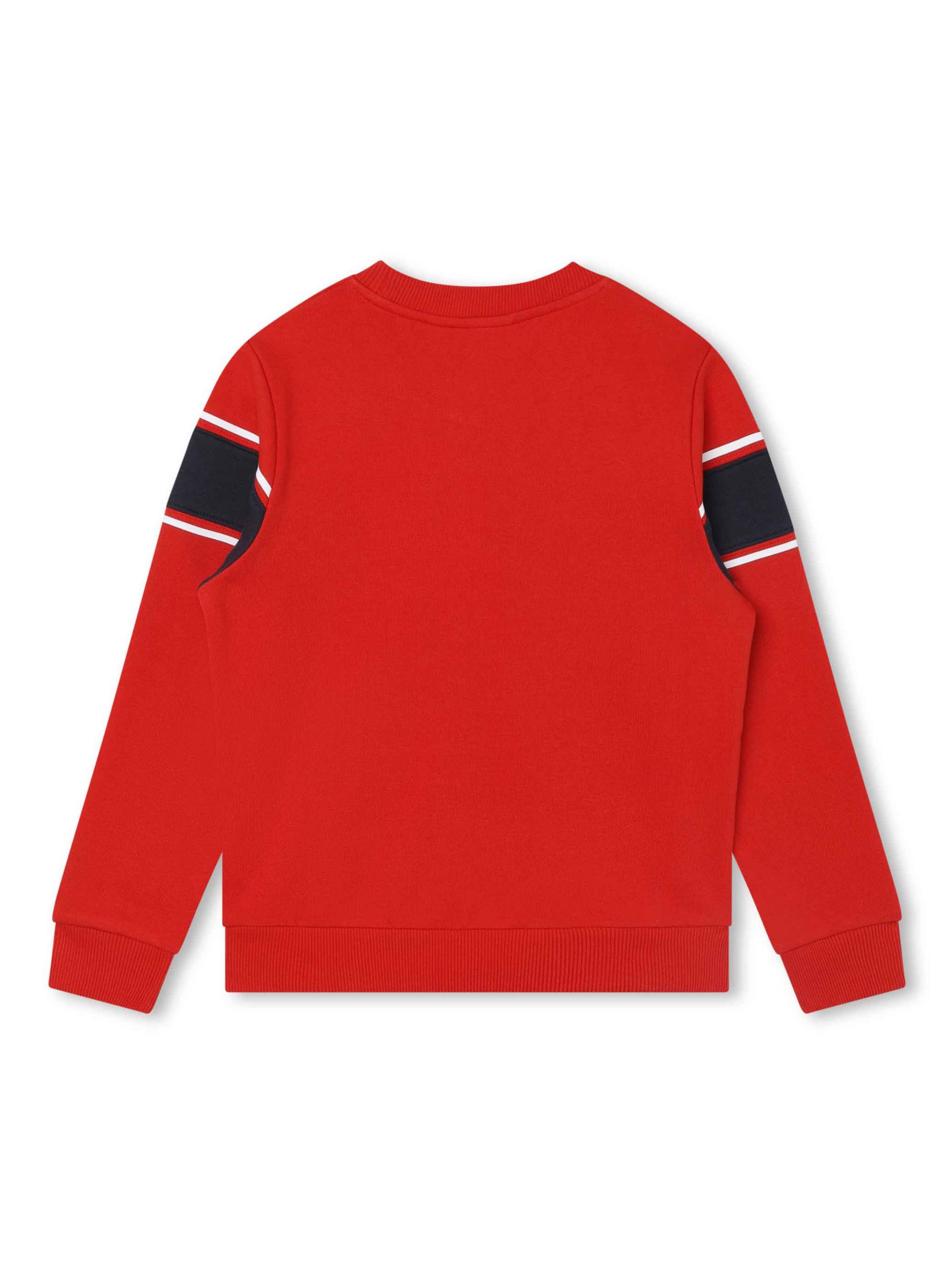 Timberland Kids' Logo Colour Block Stripe Sweatshirt, Red, 8 years