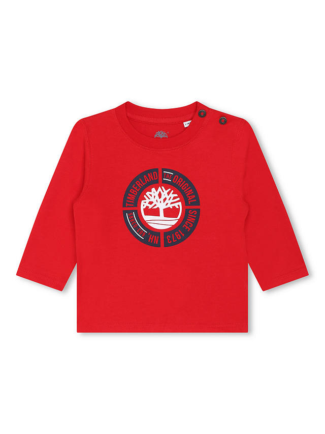 Timberland Baby Logo Organic Cotton T-Shirts, Pack of 2, White/Red
