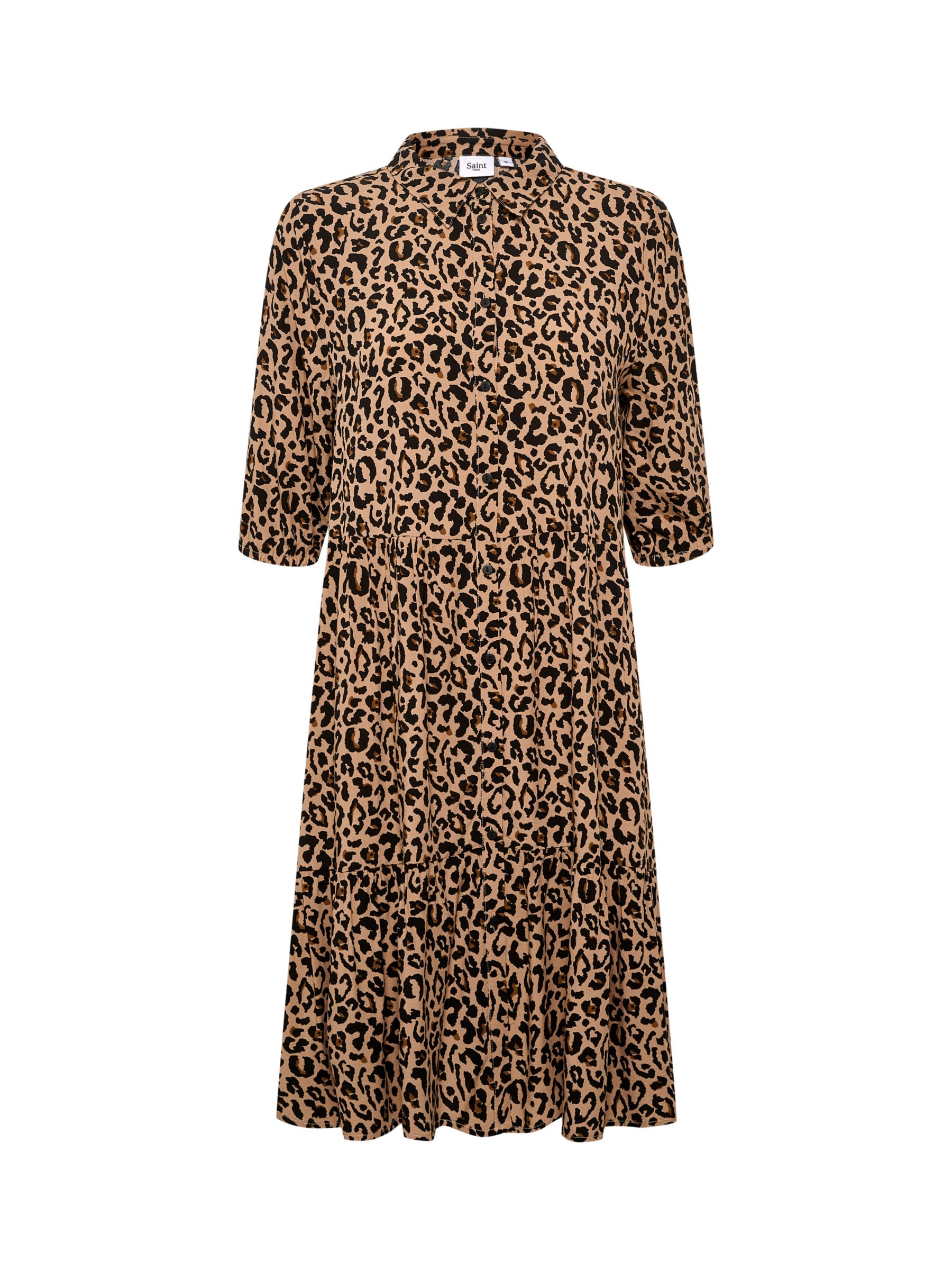 Saint Tropez Ueda 3/4 Sleeve Shirt Dress, Brown/Multi, XS