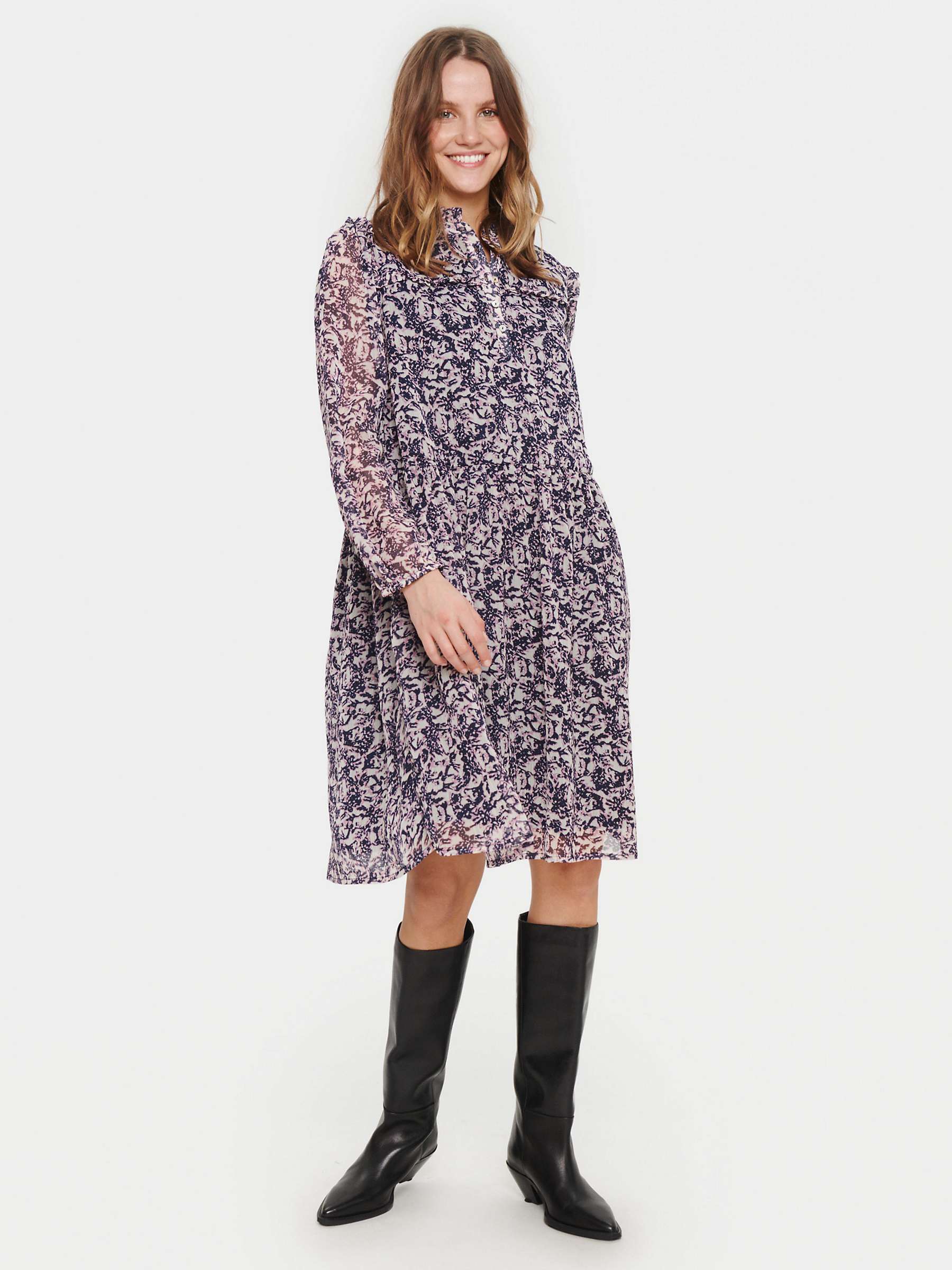 Buy Saint Tropez Presley Long Sleeve Dress, Purple/Multi Online at johnlewis.com