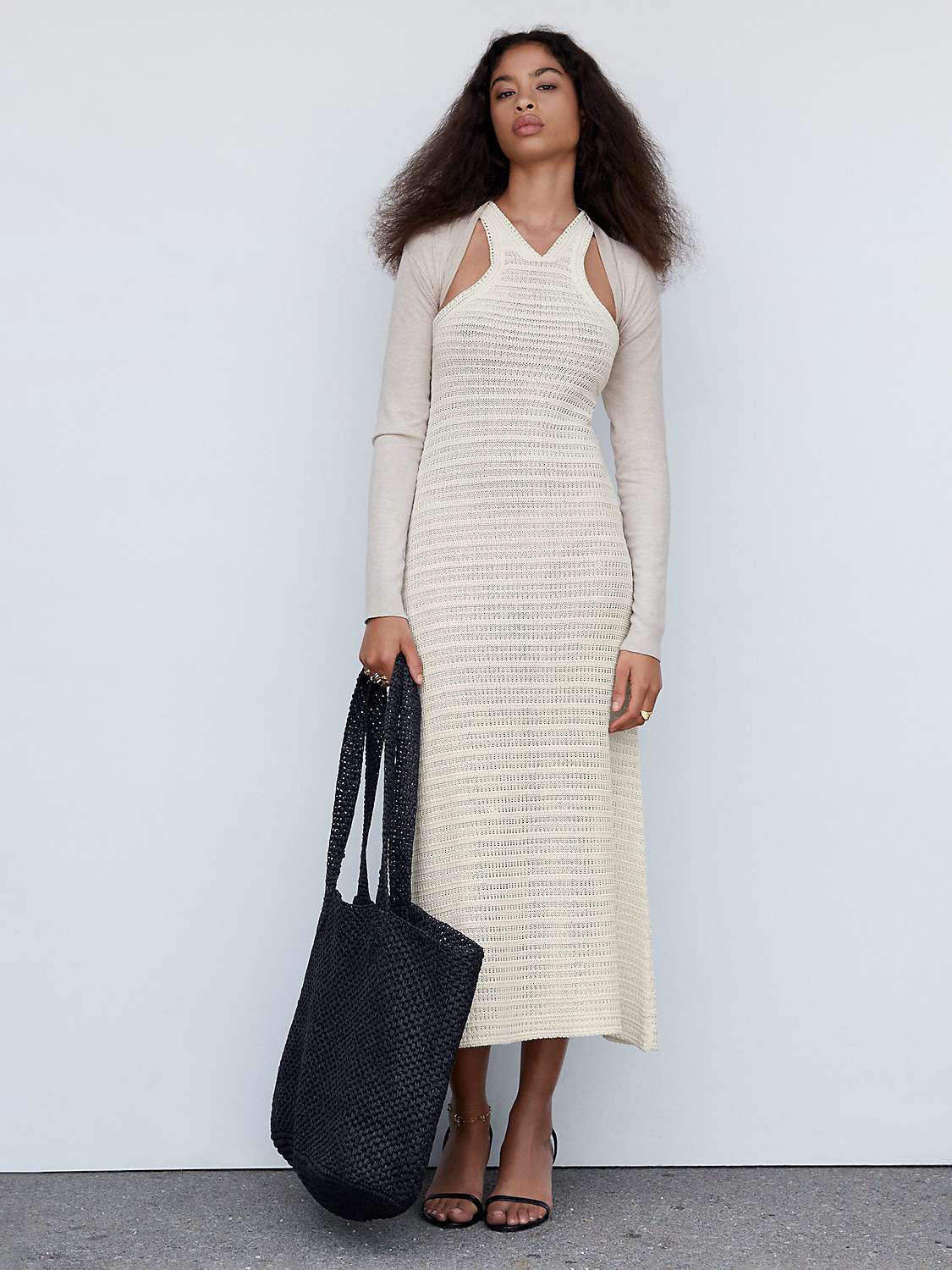 Buy Mango Molino Textured Maxi Dress, Light Beige Online at johnlewis.com