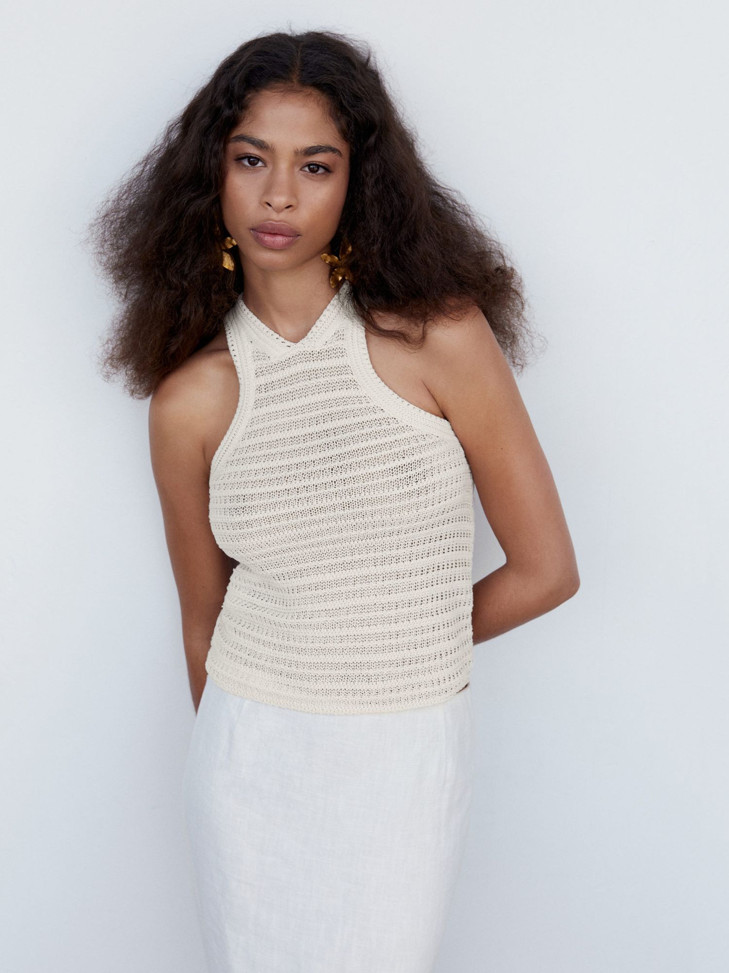 Halter neck crochet top - Woman