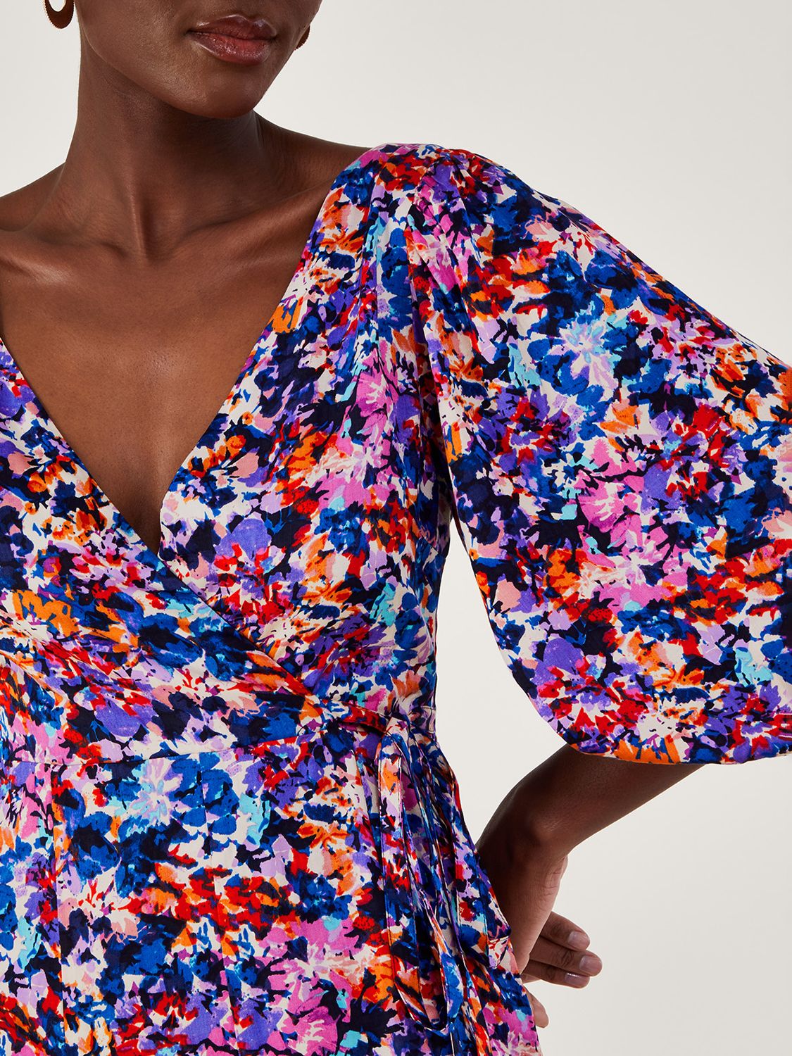 Monsoon Palmer Print Pleated Dress, Multi at John Lewis & Partners