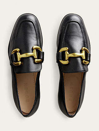Boden Iris Leather Snaffle Trim Loafers, Black