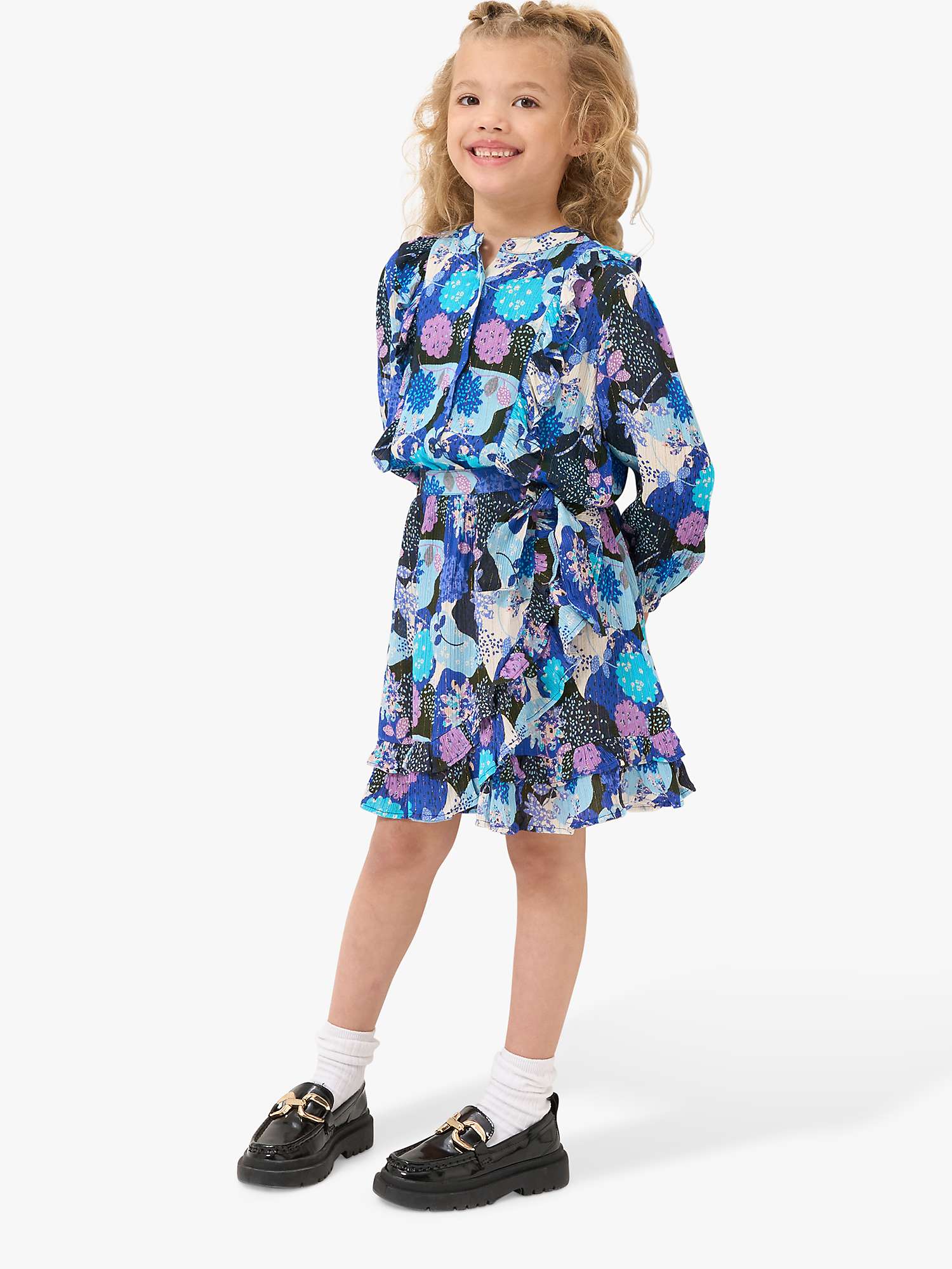 Buy Angel & Rocket Kids' Willow Mock Wrap Frill Skirt, Blue Online at johnlewis.com