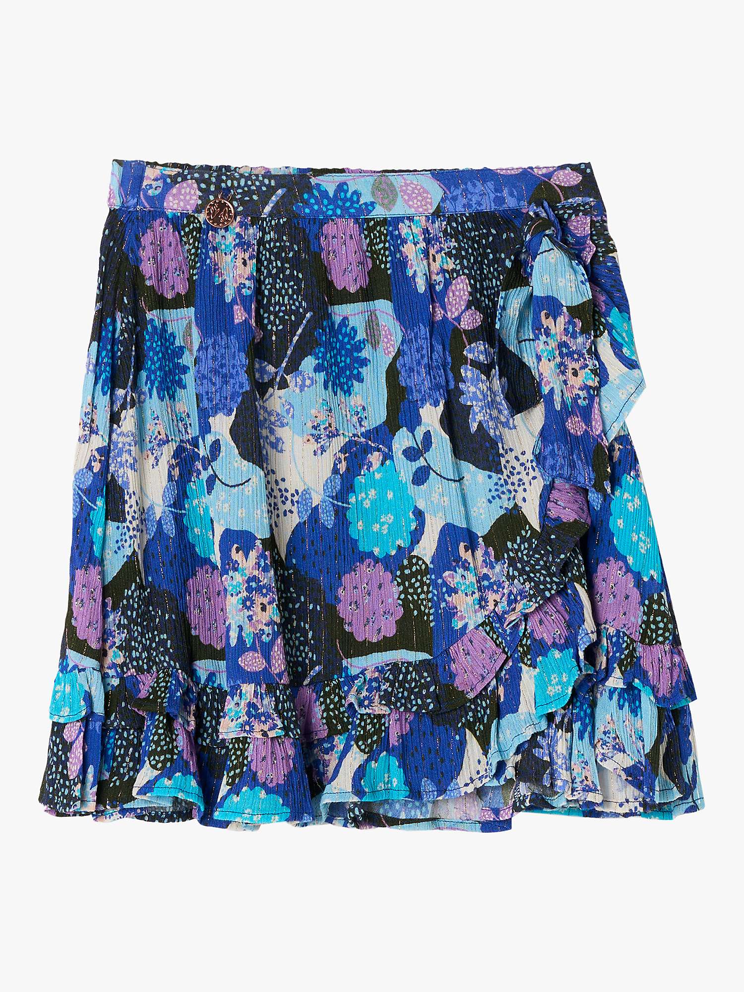 Buy Angel & Rocket Kids' Willow Mock Wrap Frill Skirt, Blue Online at johnlewis.com