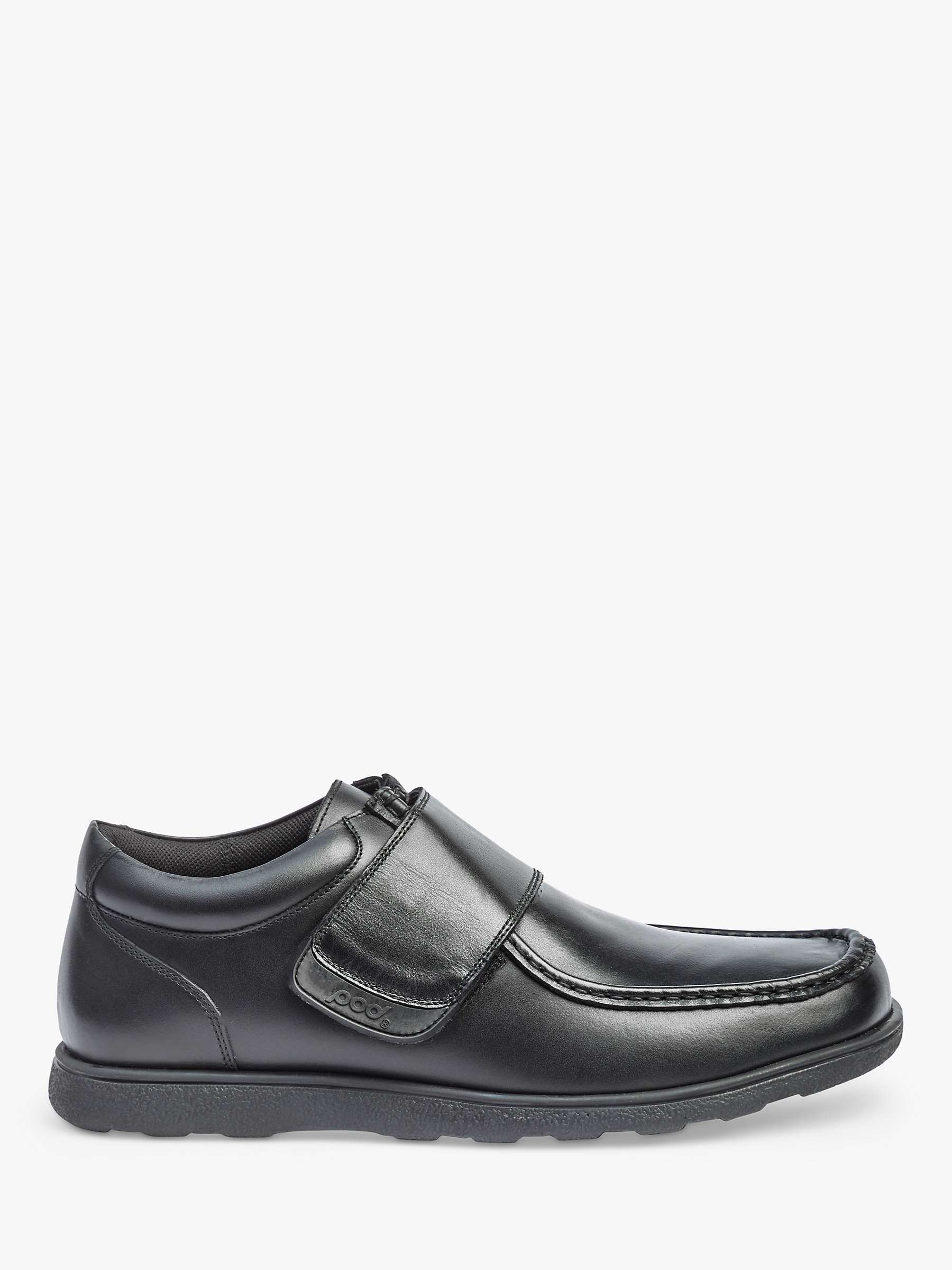 Pod Malcome Leather Moccasin Shoes, Black at John Lewis & Partners