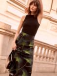 Mint Velvet Sadie Print Satin Maxi Slip Skirt, Black Black