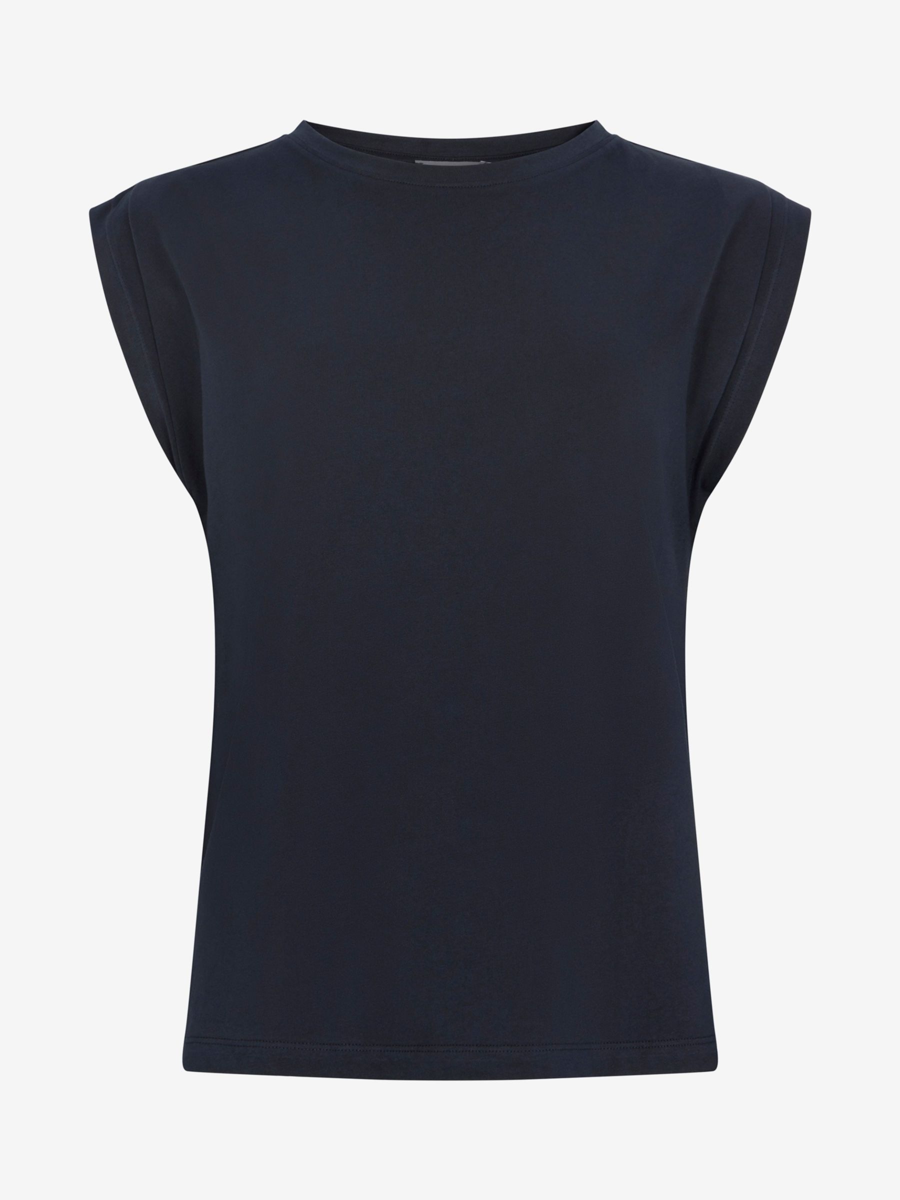 Mint Velvet Cotton Extended Shoulder T-Shirt, Navy at John Lewis & Partners