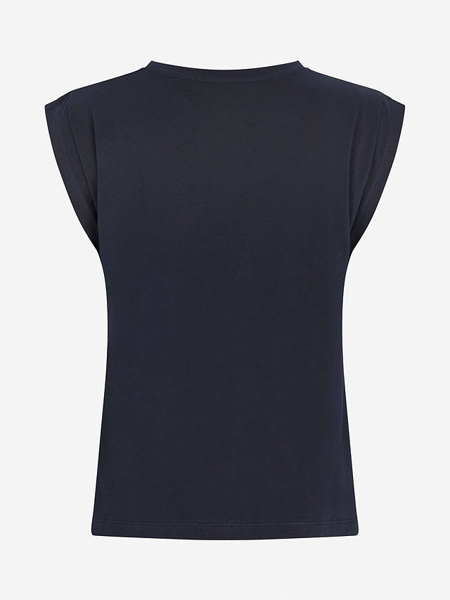 Mint Velvet Cotton Extended Shoulder T-Shirt, Navy