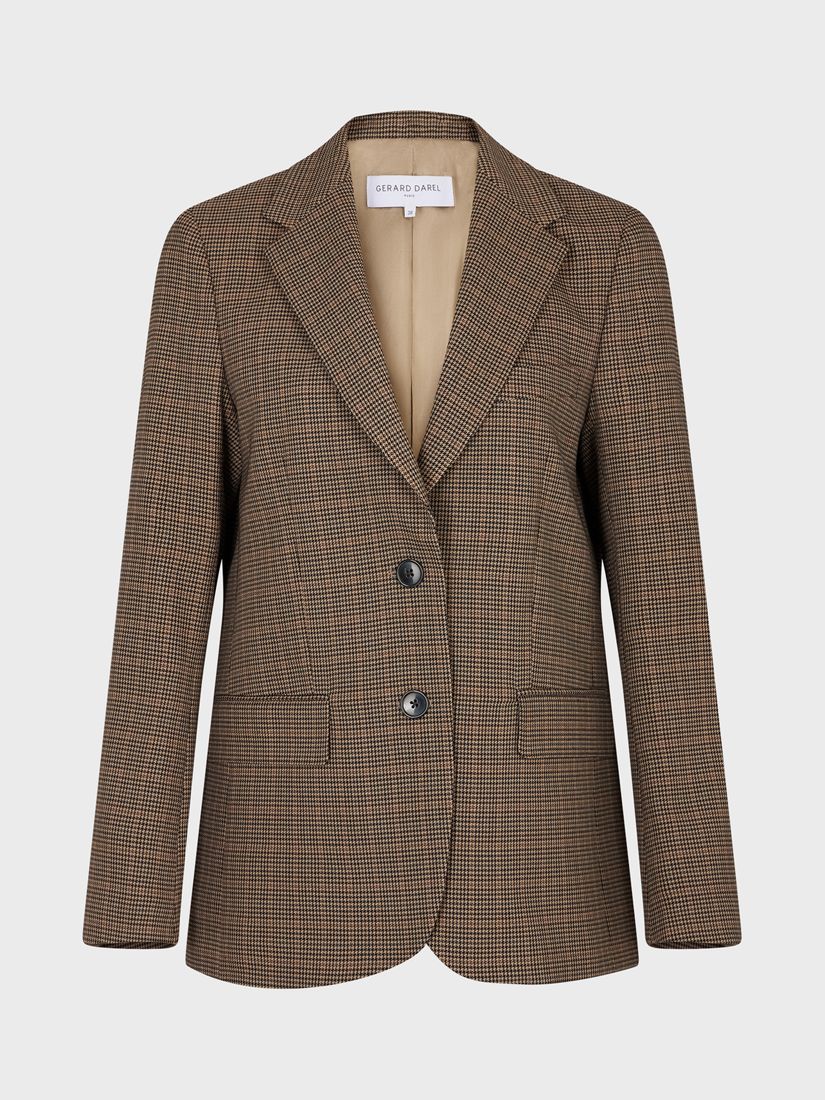 Gerard Darel Noriane Checked Tailored Blazer, Camel at John Lewis ...