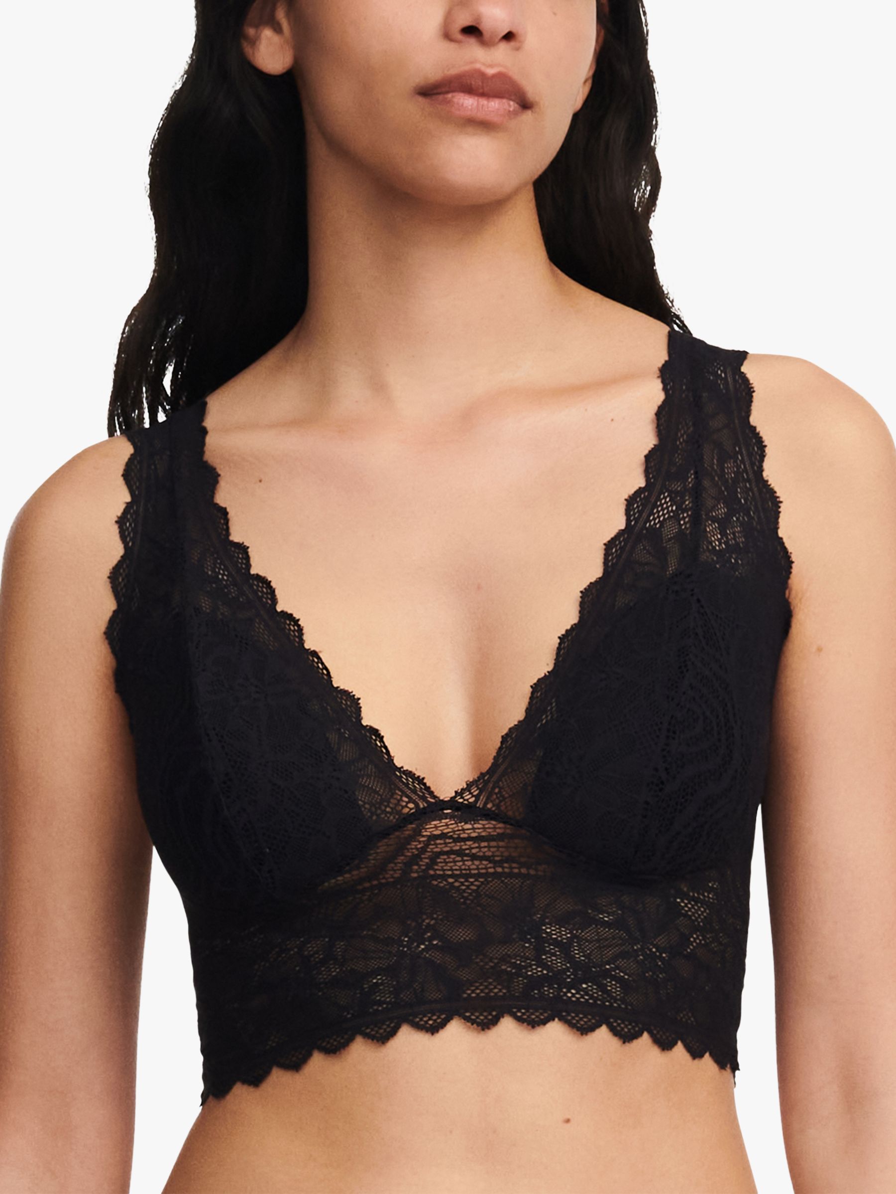 Chantelle Floral Touch Non Wired Bralette, Black at John Lewis & Partners