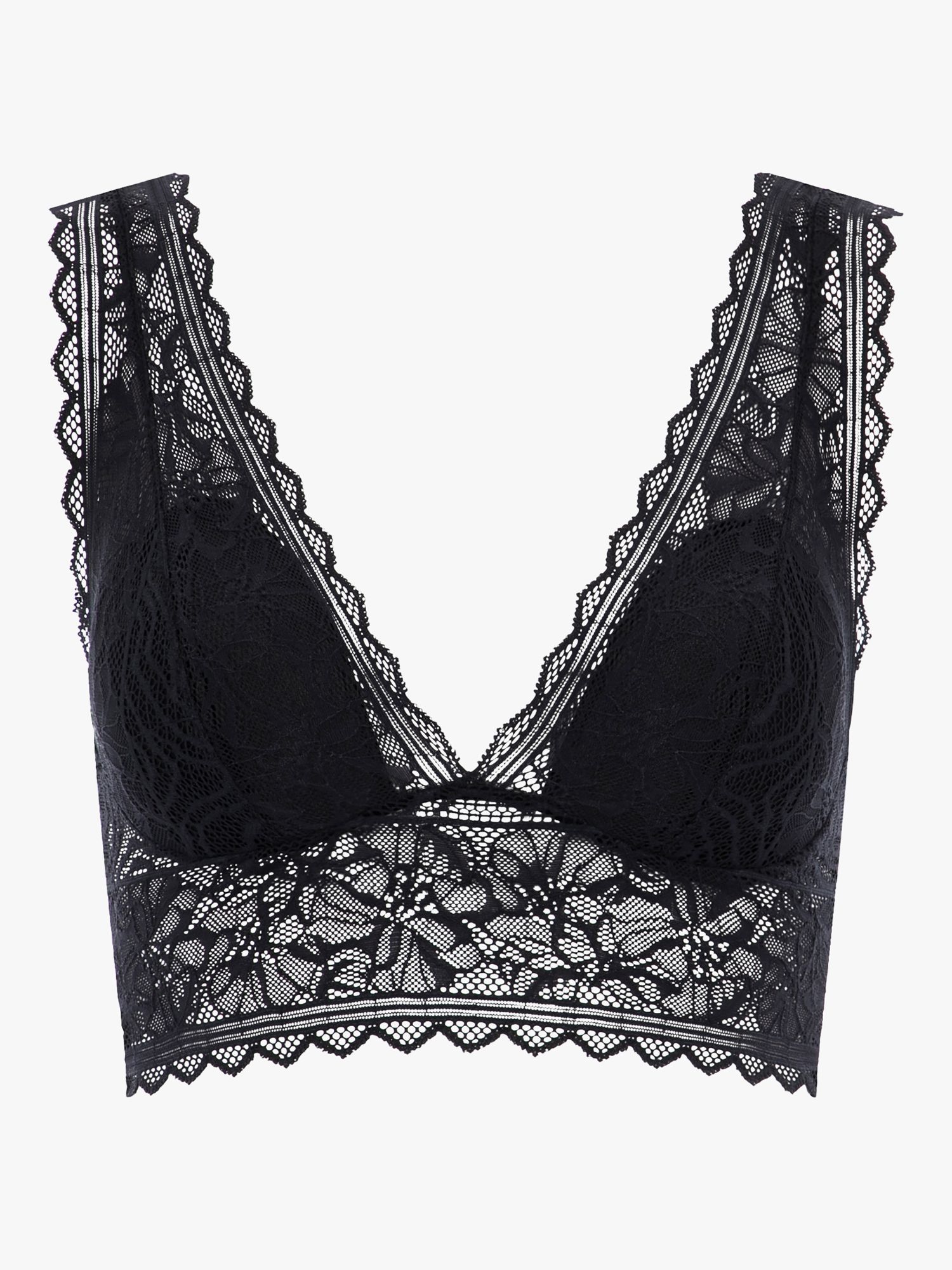 Floral Lace Detail Bralette - Black and white floral