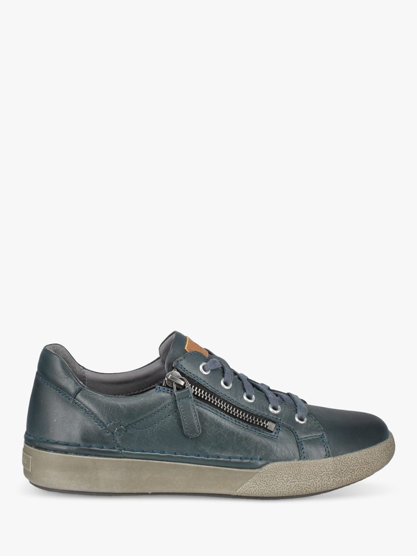 Josef Seibel Claire 13 Leather Lace Up Trainers, Ocean at John Lewis ...