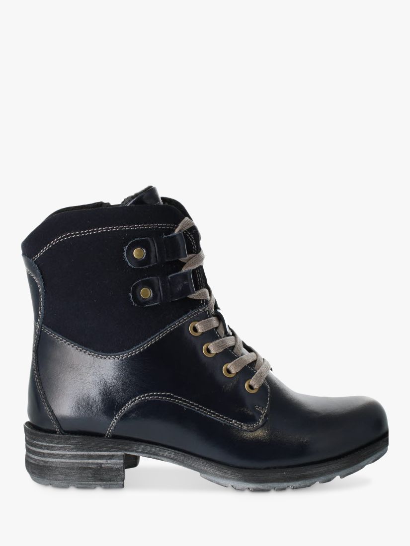 Josef Seibel Susie Leather Ankle Boots, Navy at John Lewis & Partners