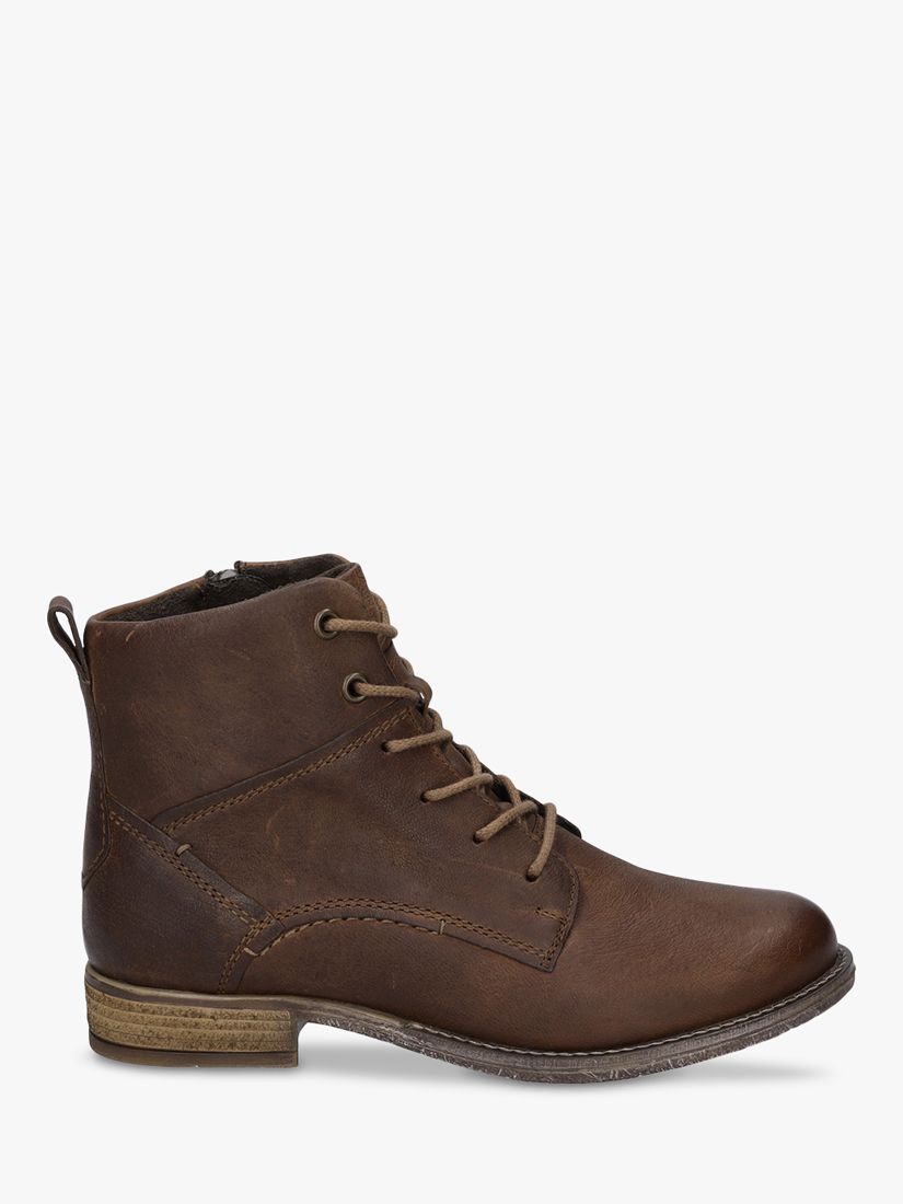 Josef Seibel Sienna 95 Leather Lace Up Ankle Boots, Camel at John Lewis ...