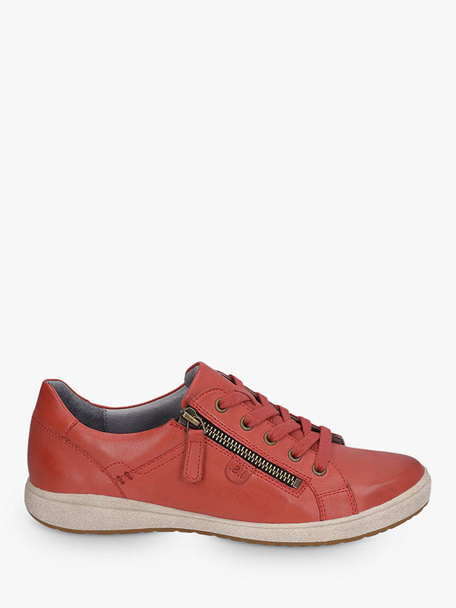 Josef Seibel Caren Leather Lace Up Trainers, Mid Red at John Lewis ...