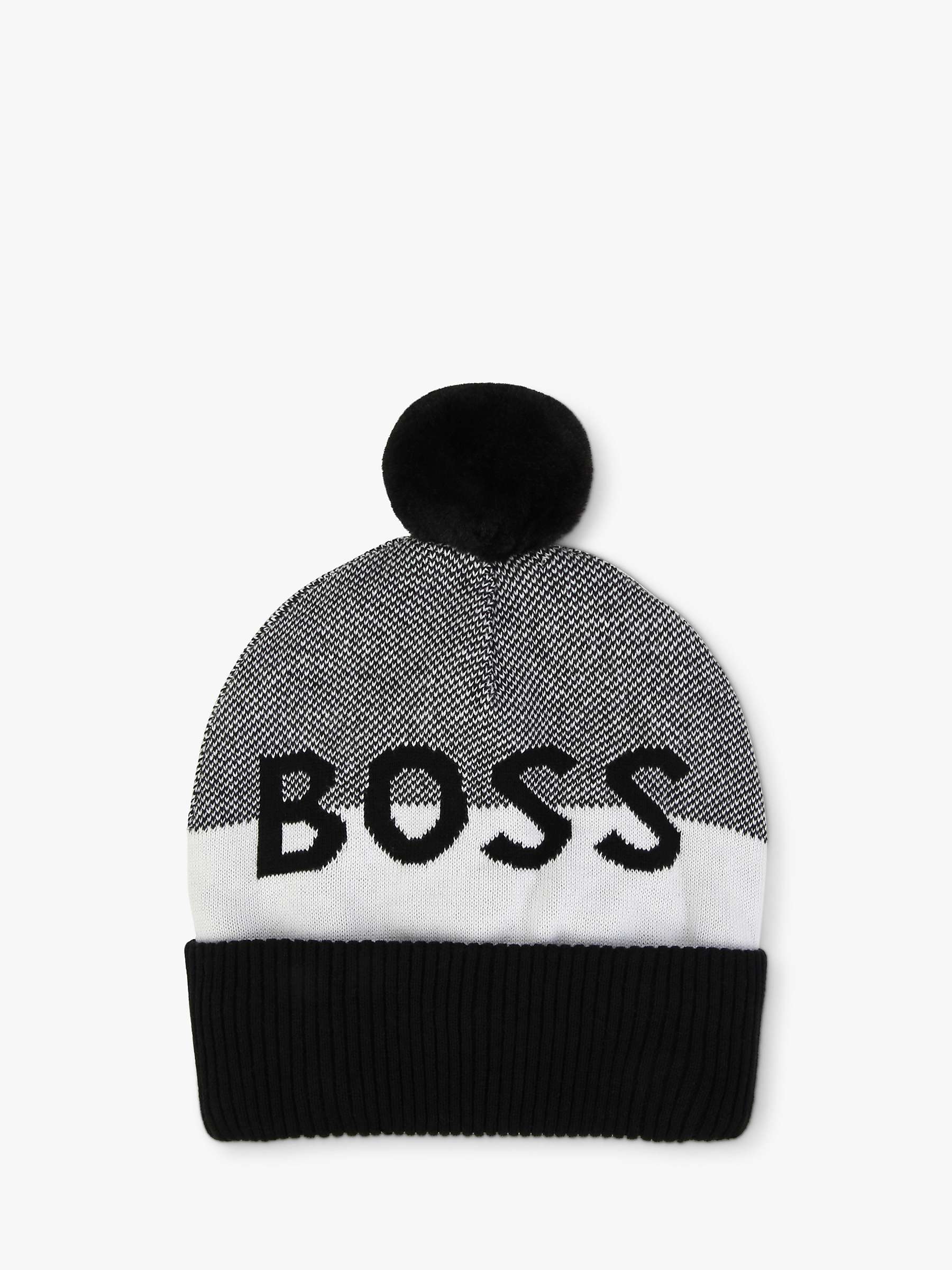Buy BOSS Kids' Pull On Logo Colour Block Bobble Hat, Black/Multi Online at johnlewis.com