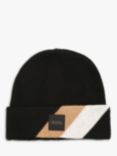 BOSS Kids' Logo Stripe Pull On Beanie Hat, Black/Multi