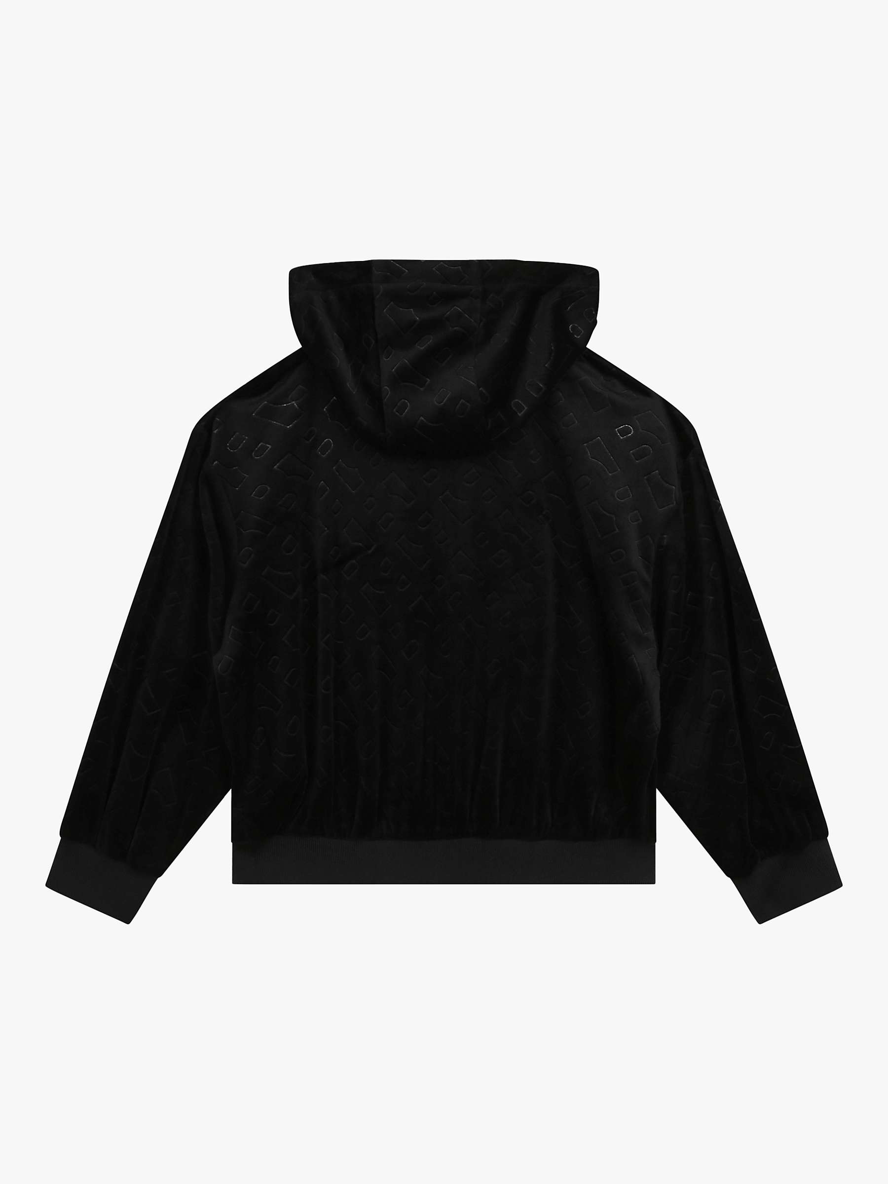 Buy BOSS Kids' Embossed 'B' Logo Velvet Hooded Cardigan, Black Online at johnlewis.com
