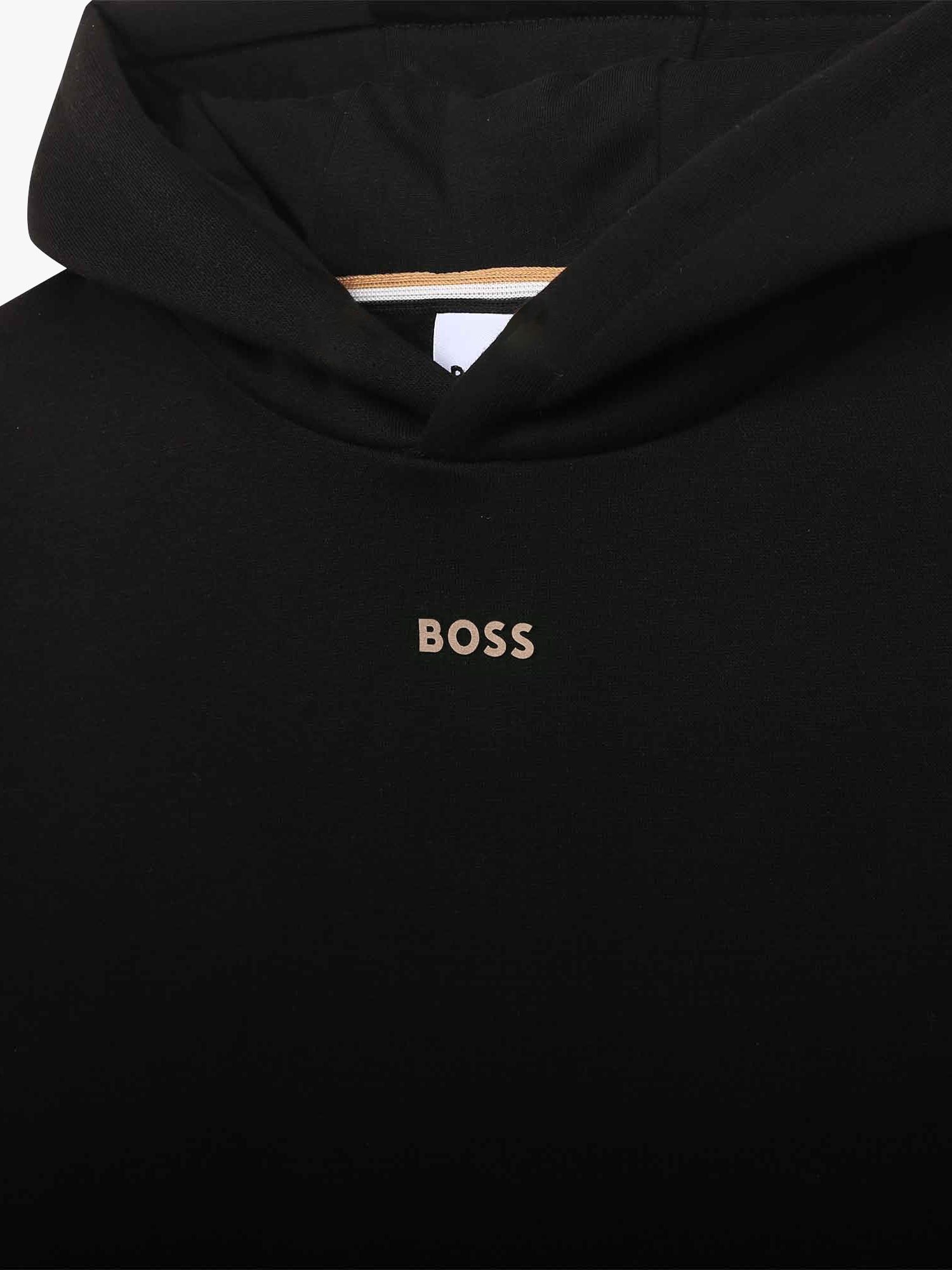 BOSS Kids' Logo Hooded Dress, Black, 4 years