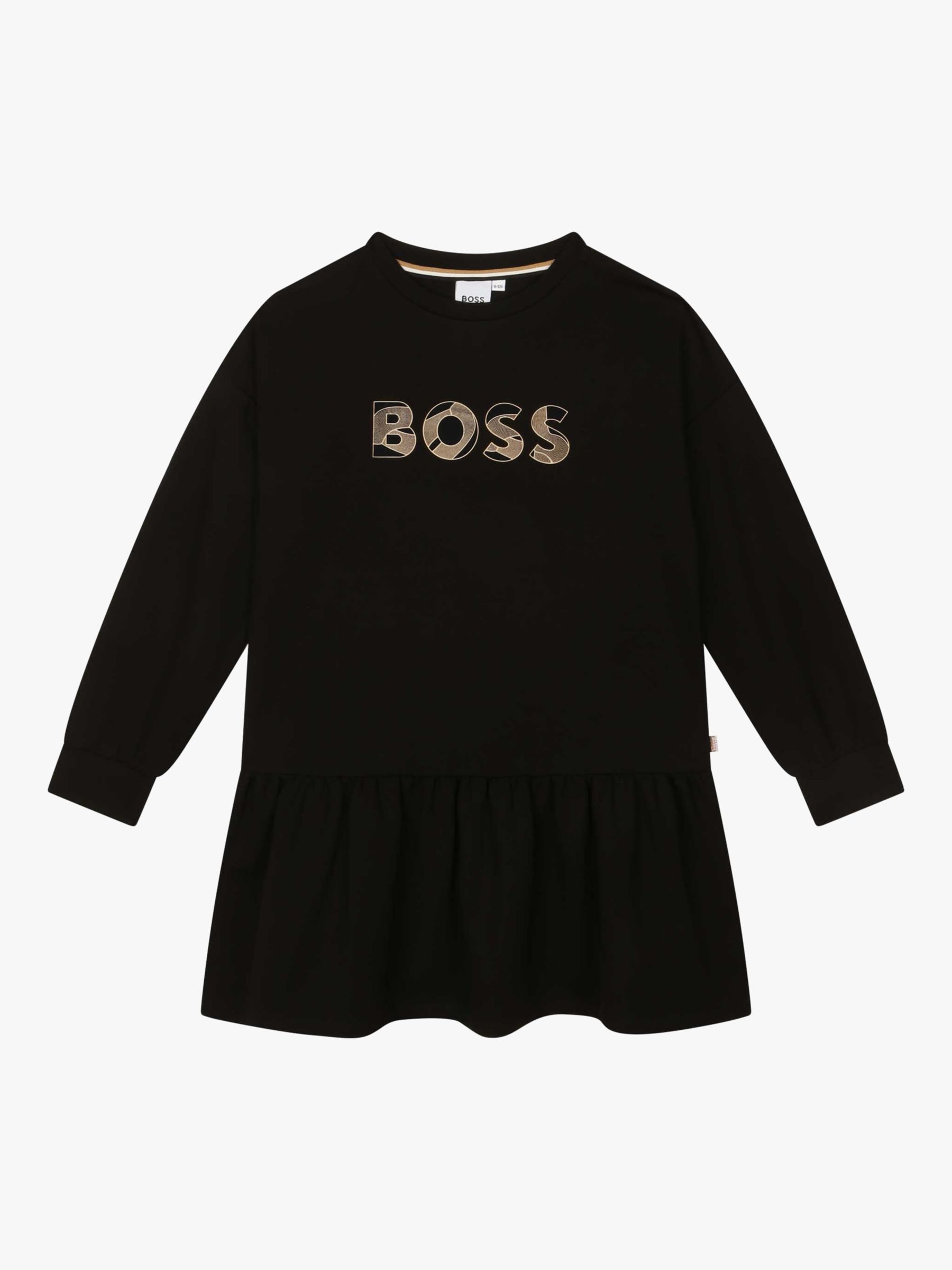 BOSS Kids' Milano Logo Dress, Black, 10 years