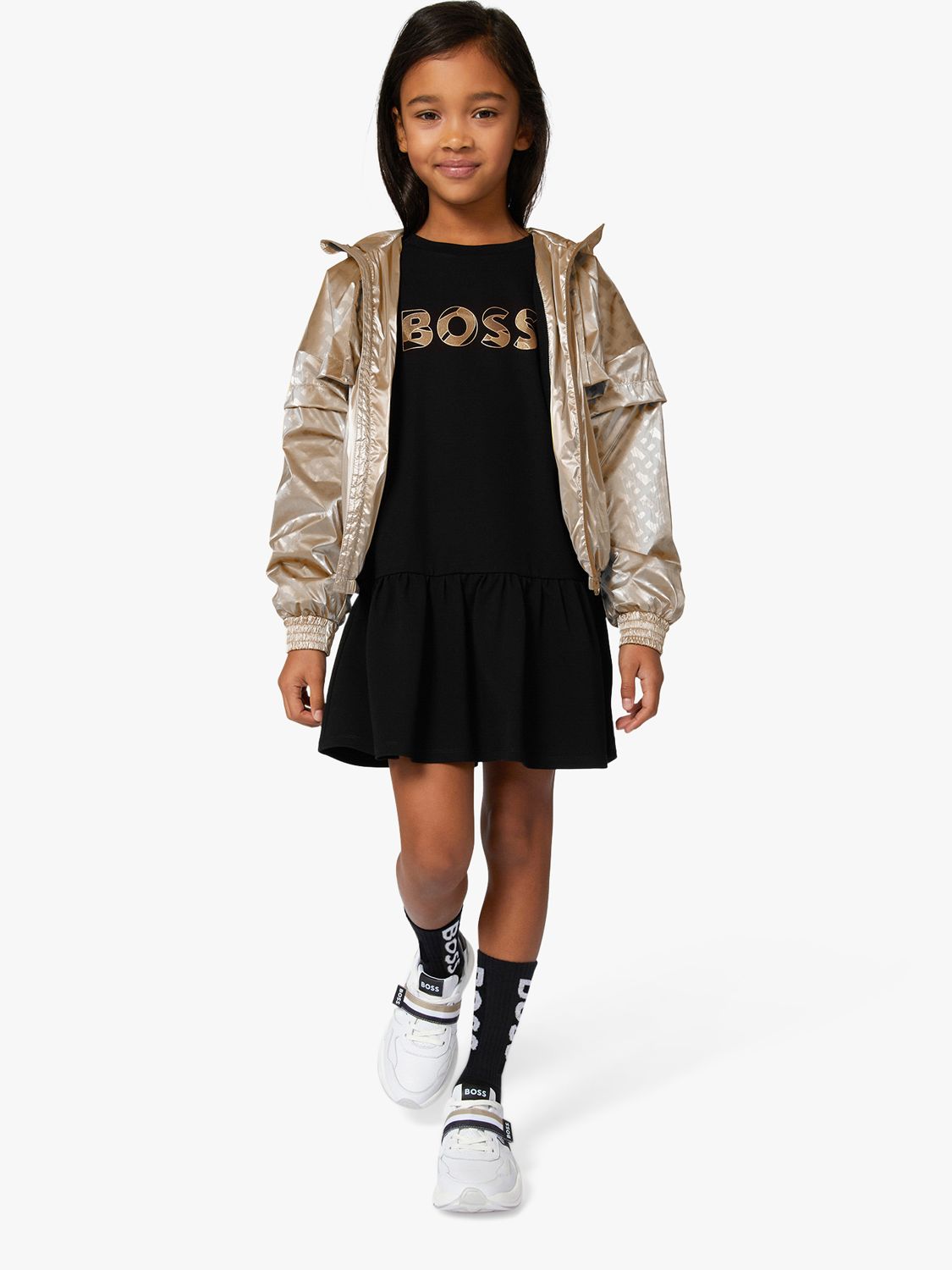 Buy BOSS Kids' Milano Logo Dress, Black Online at johnlewis.com