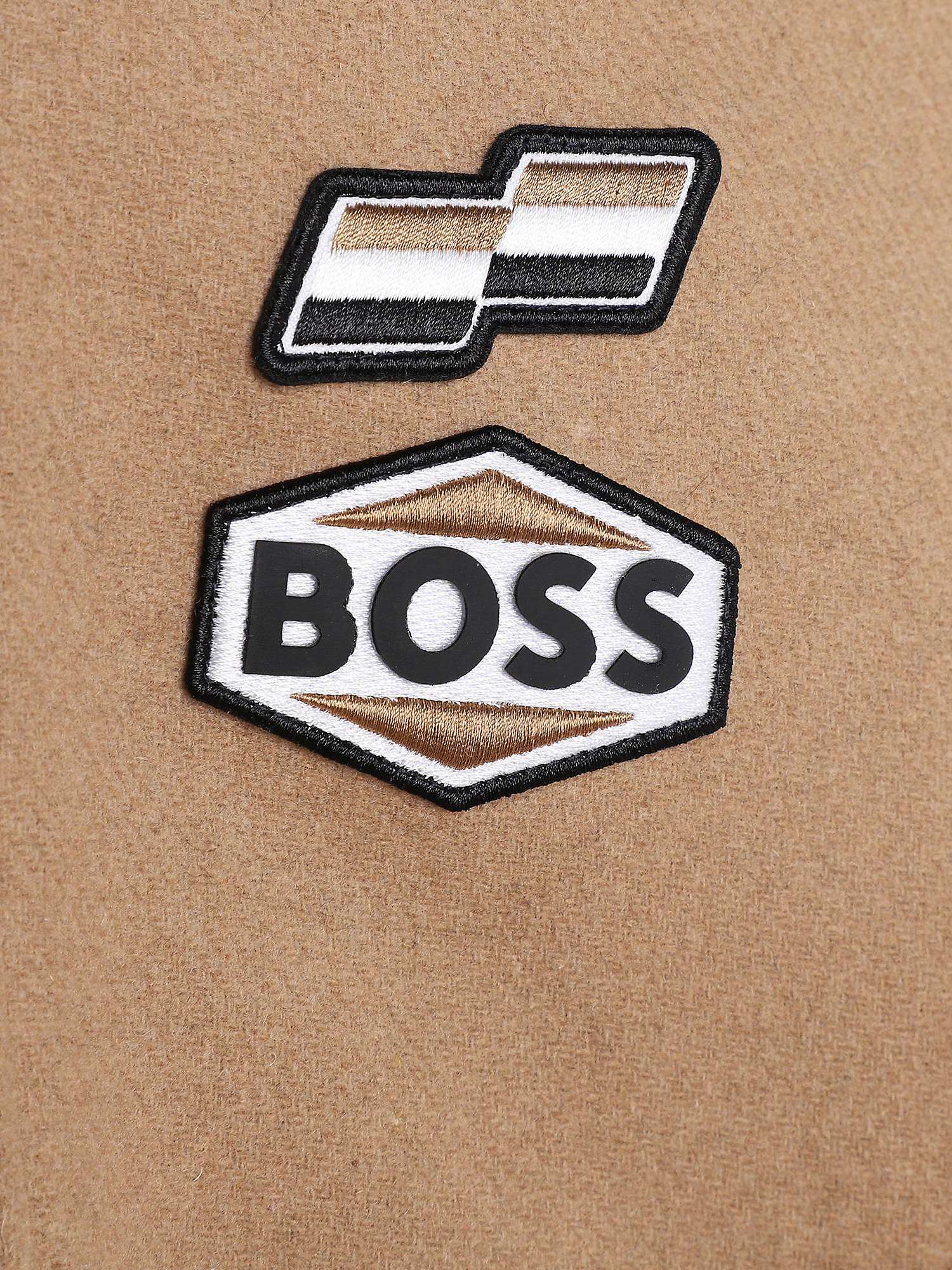 Buy BOSS Kids' Logo Iconic Stripe Bomber Jacket, Beige/Multi Online at johnlewis.com