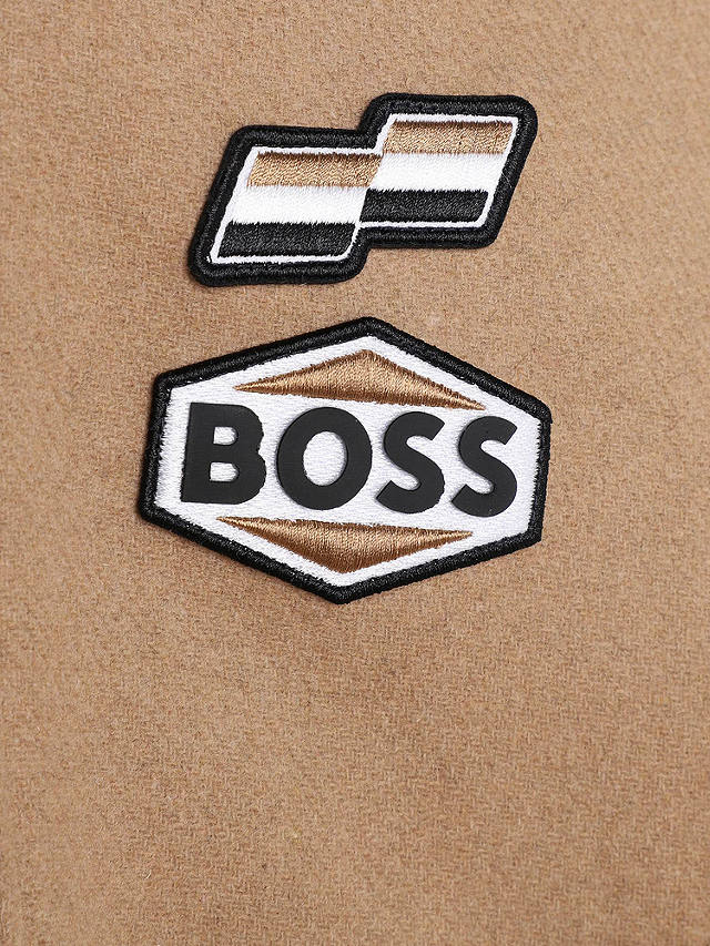 BOSS Kids' Logo Iconic Stripe Bomber Jacket, Beige/Multi