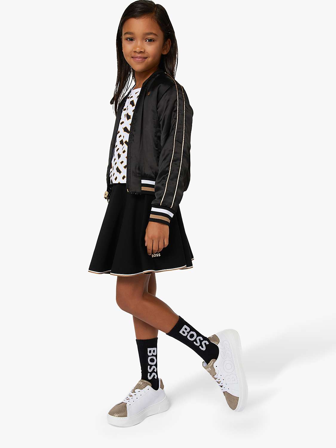 Buy BOSS Kids' Logo Skater Skirt, Black Online at johnlewis.com