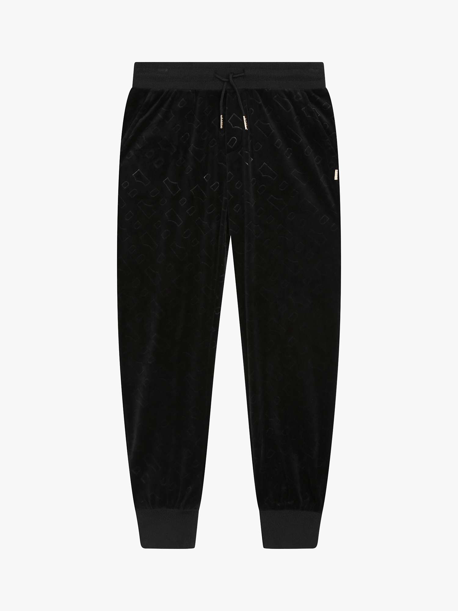 Buy BOSS Kids' Embossed 'B' Logo Velvet Trousers, Black Online at johnlewis.com