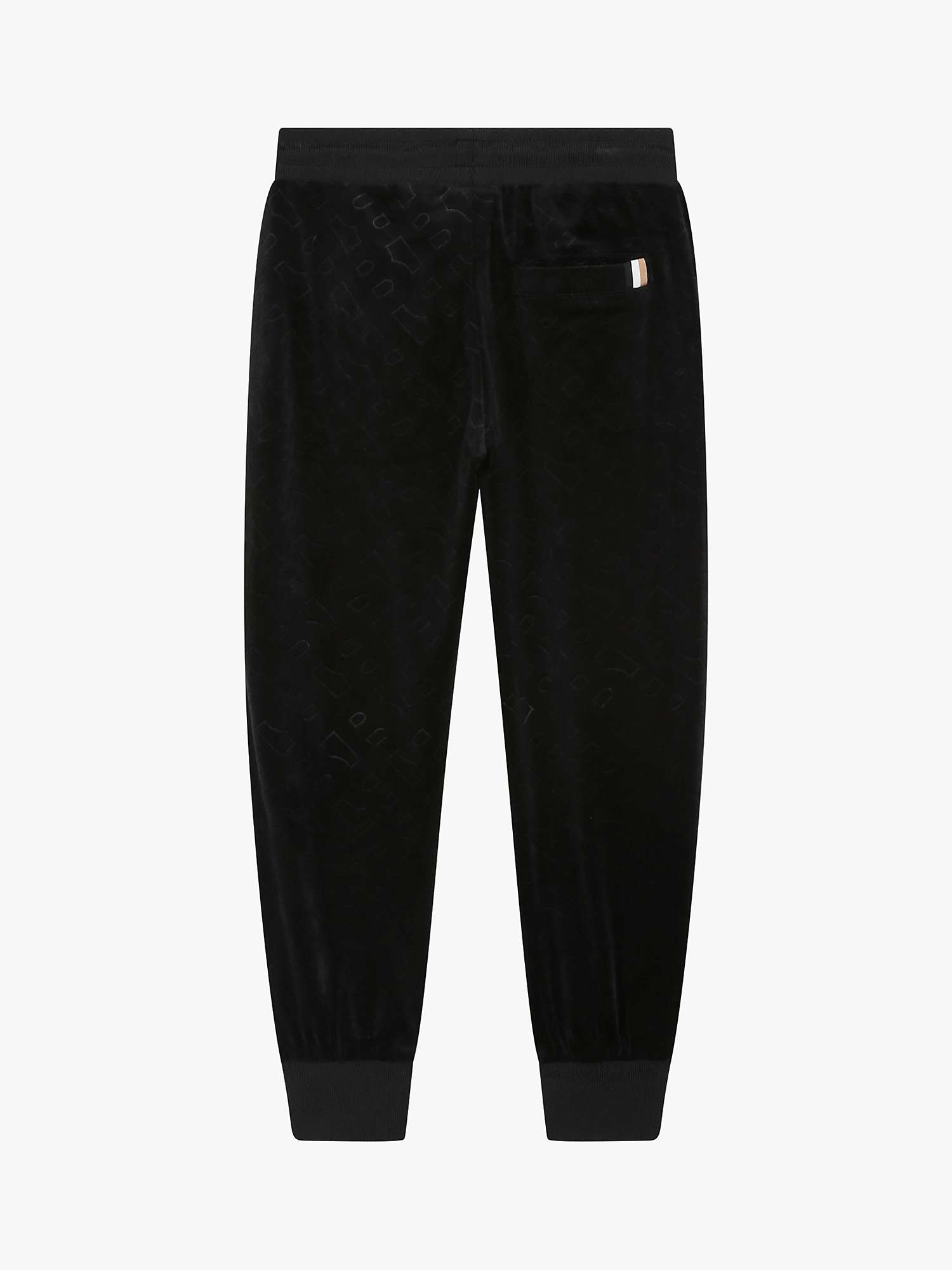 Buy BOSS Kids' Embossed 'B' Logo Velvet Trousers, Black Online at johnlewis.com