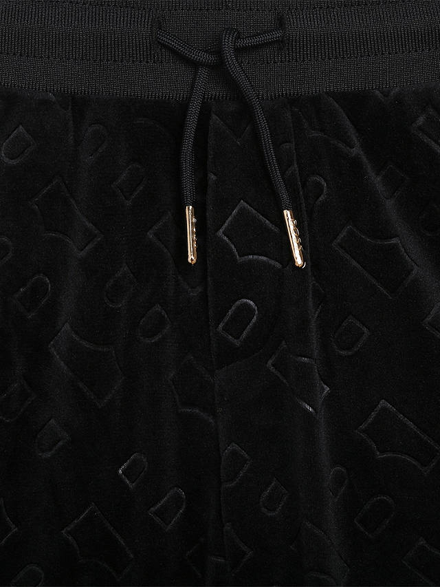 BOSS Kids' Embossed 'B' Logo Velvet Trousers, Black
