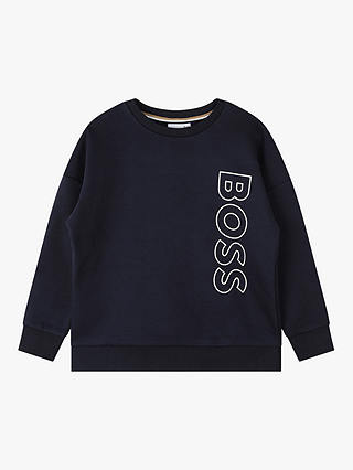 BOSS Kids' Bold Logo Sweatshirt, Navy