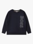 BOSS Kids' Bold Logo Sweatshirt, Navy