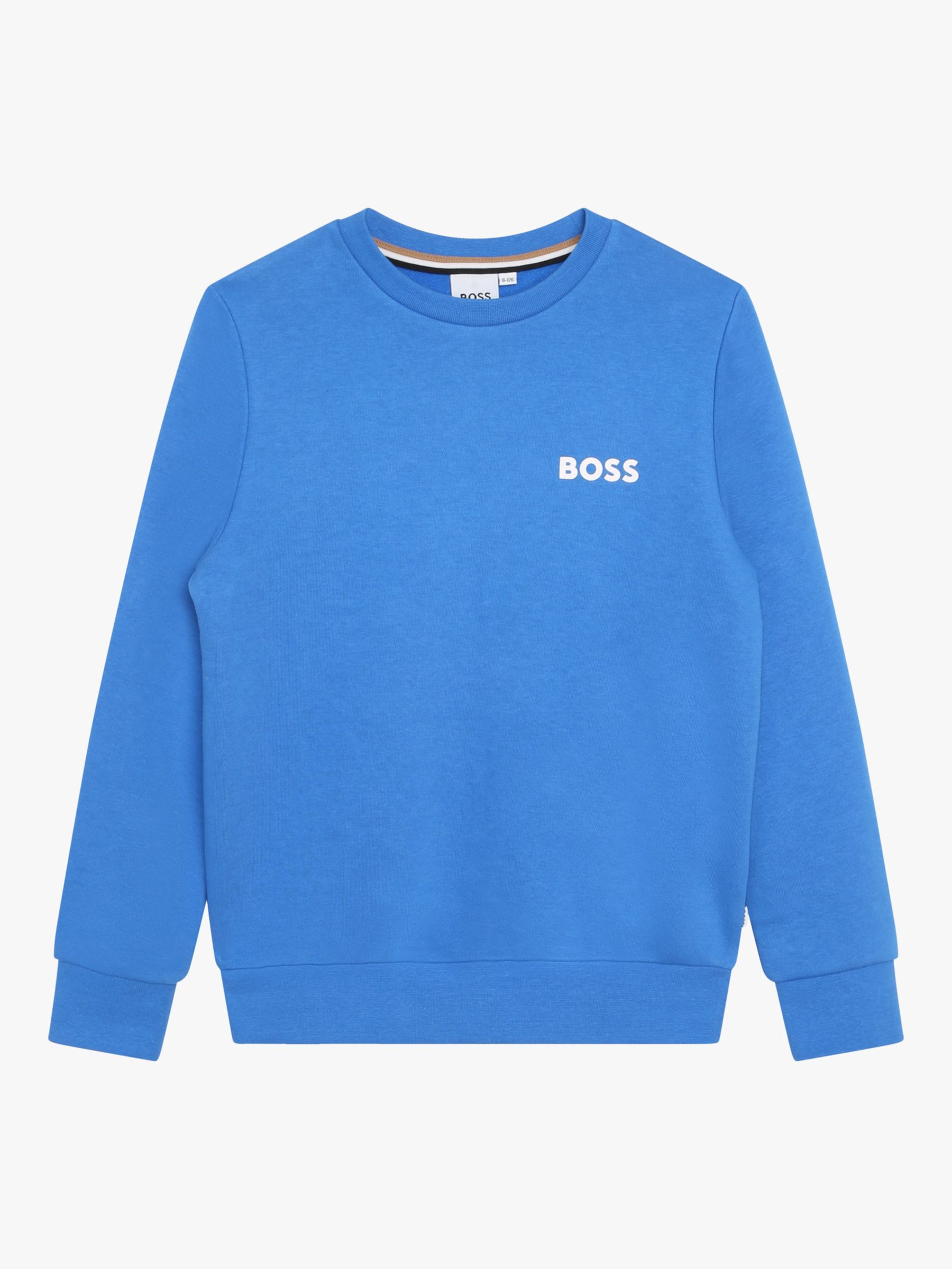 BOSS Kids' Logo Sweatshirt, Blue, 12 years