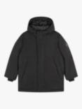 BOSS Kids' Badge Logo Hooded Parka Coat, Black