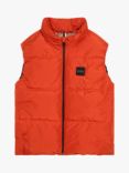 BOSS Kids' Logo Water-Repellent Puffer Gilet, Orange