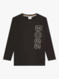 BOSS Kids' Logo Long Sleeve T-Shirt, Black, Black