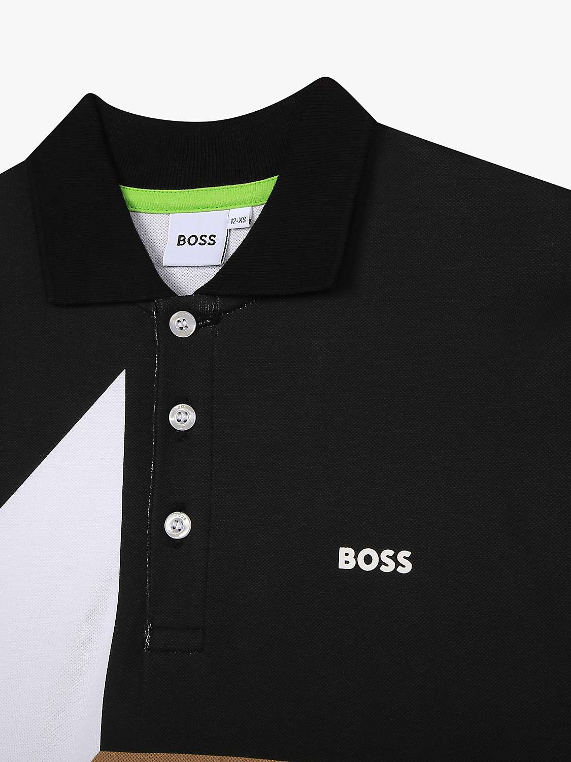BOSS Kids' Colour Block Stripe Polo Shirt, Multi at John Lewis & Partners